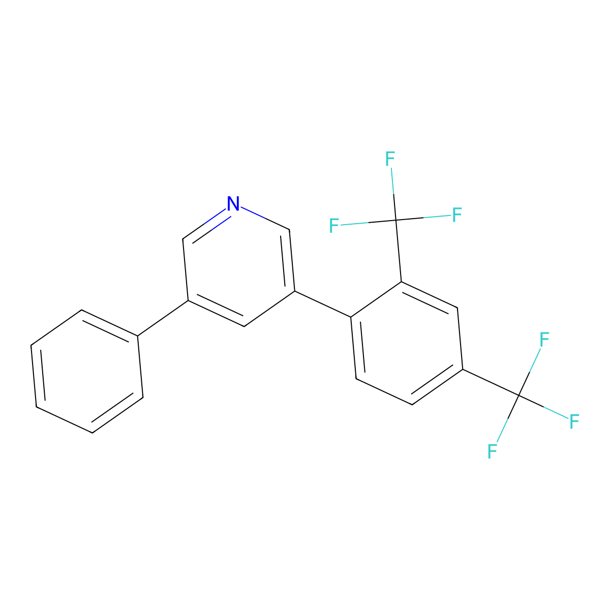 3-(2,4-Bis(trifluoromethyl)phenyl)-5-phenylpyridine molecular structure, CAS 1333319-74-6