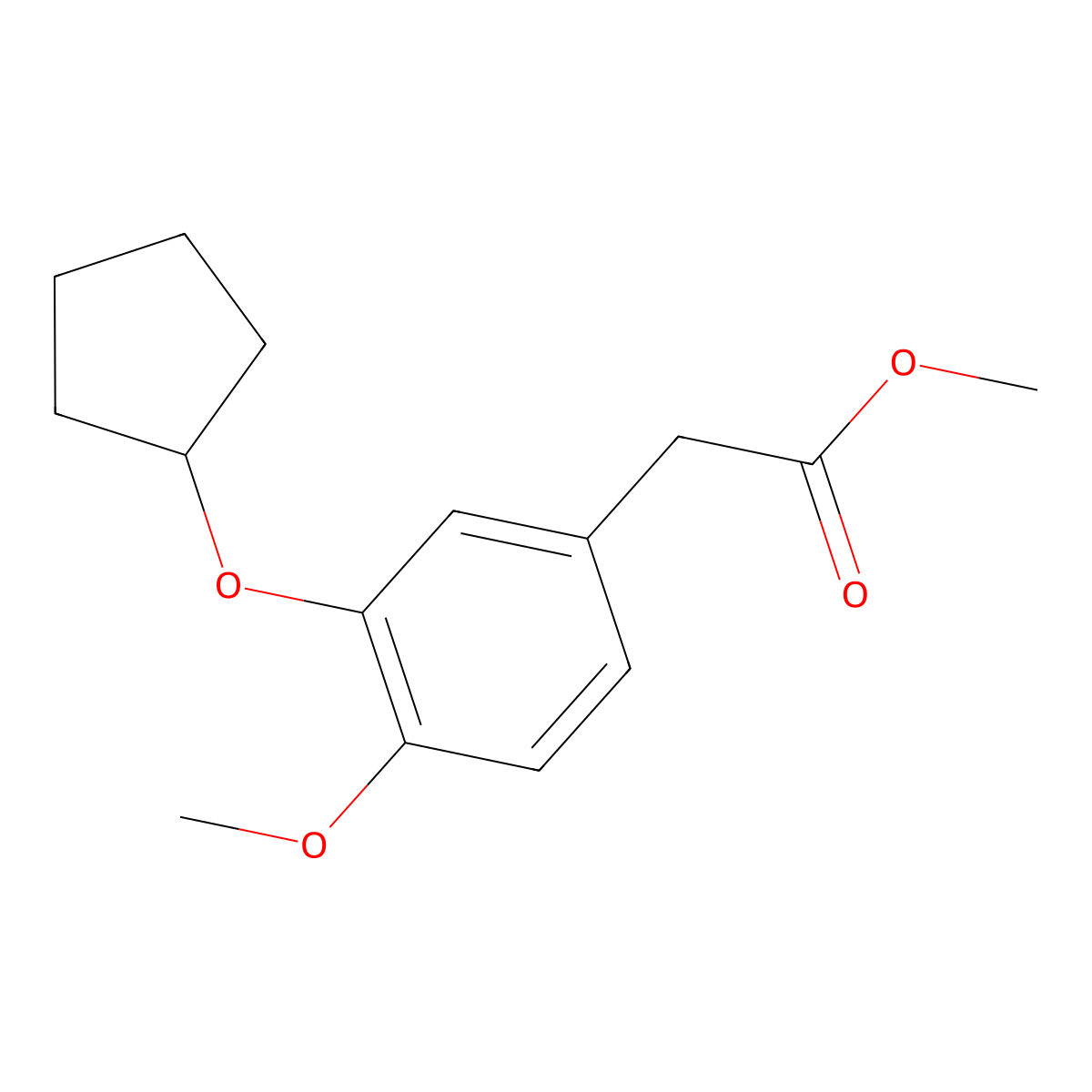 Methyl 2-[3-(cyclopentyloxy)-4-methoxyphenyl]acetate molecular structure, CAS 133332-37-3