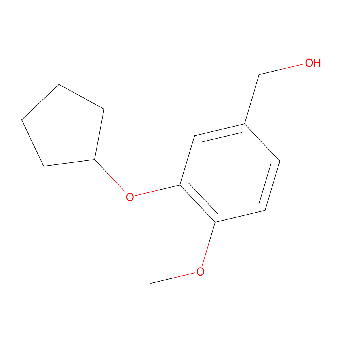 3-Cyclopentyloxy-4-methoxybenzyl alcohol molecular structure, CAS 133332-49-7