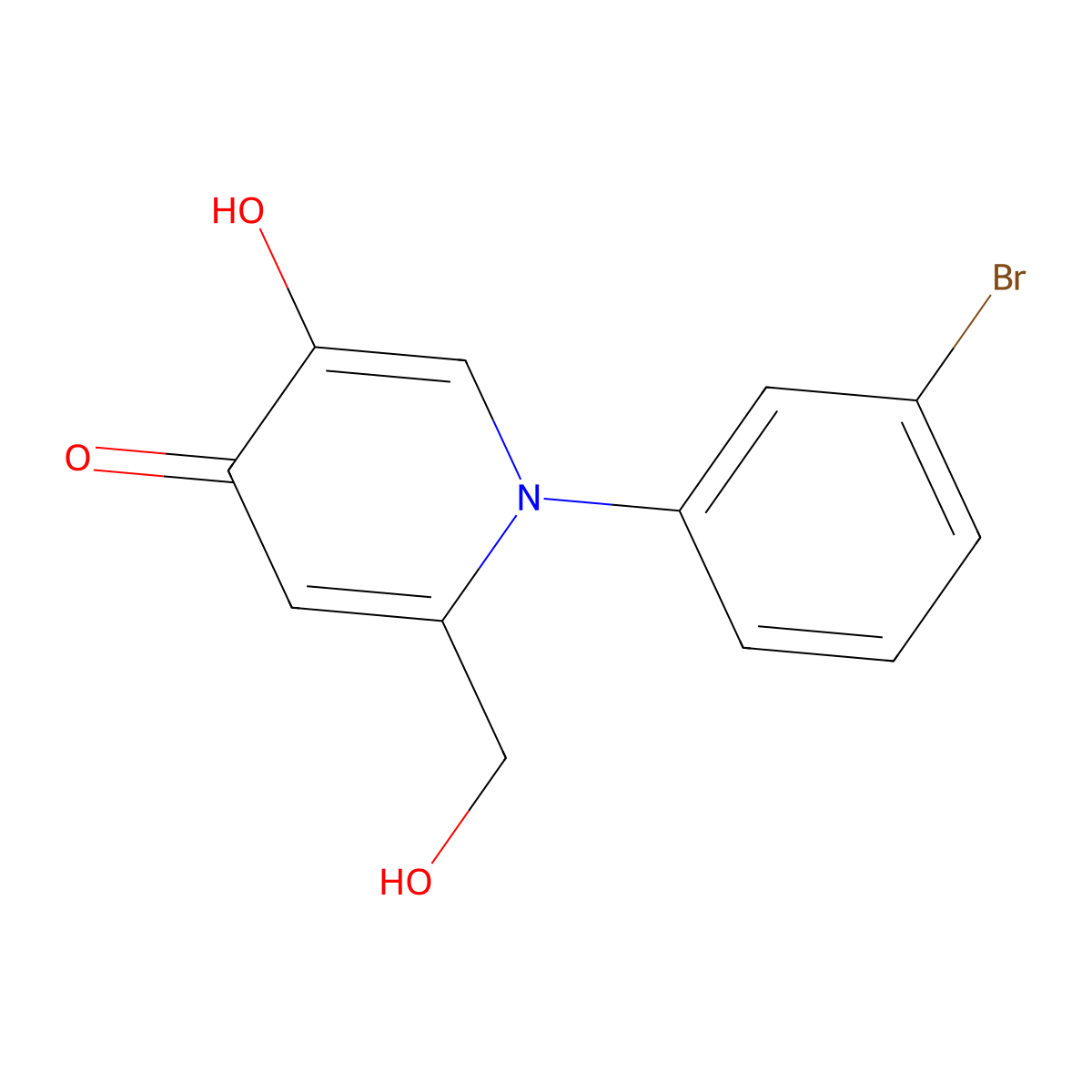 1-(3-bromophenyl)-5-hydroxy-2-(hydroxymethyl)pyridin-4(1H)-one molecular structure, CAS 1333331-97-7