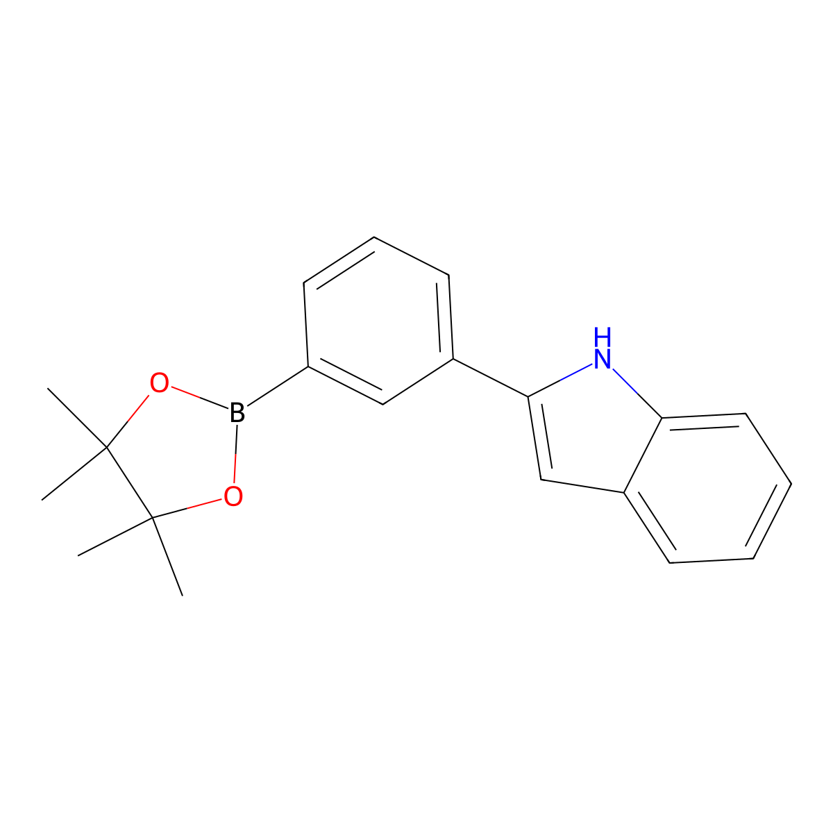 2-[3-(Tetramethyl-1,3,2-dioxaborolan-2-yl)phenyl]-1H-indole molecular structure, CAS 1333340-59-2