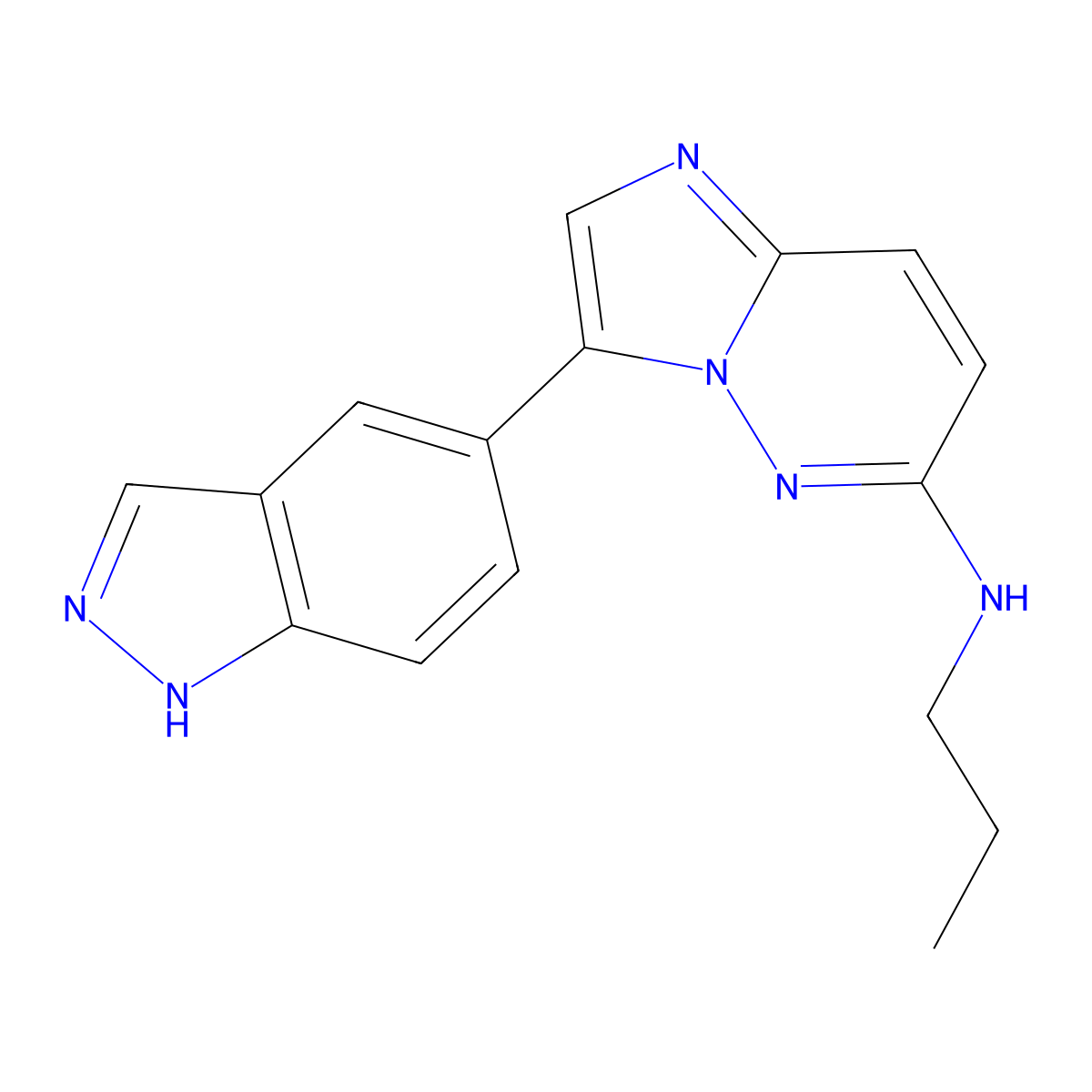 3-(1H-Indazol-5-yl)-N-propylimidazo(1,2-b)pyridazin-6-amine molecular structure, CAS 1333377-65-3