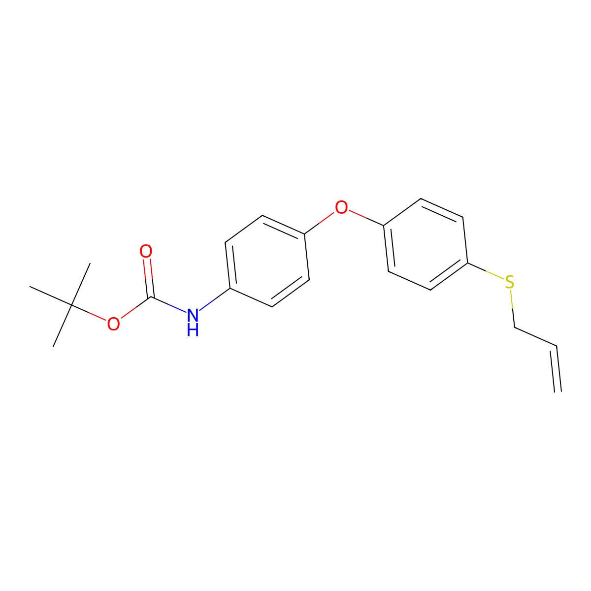Tert-butyl (4-(4-(allylthio)phenoxy)phenyl)carbamate molecular structure, CAS 1333379-21-7