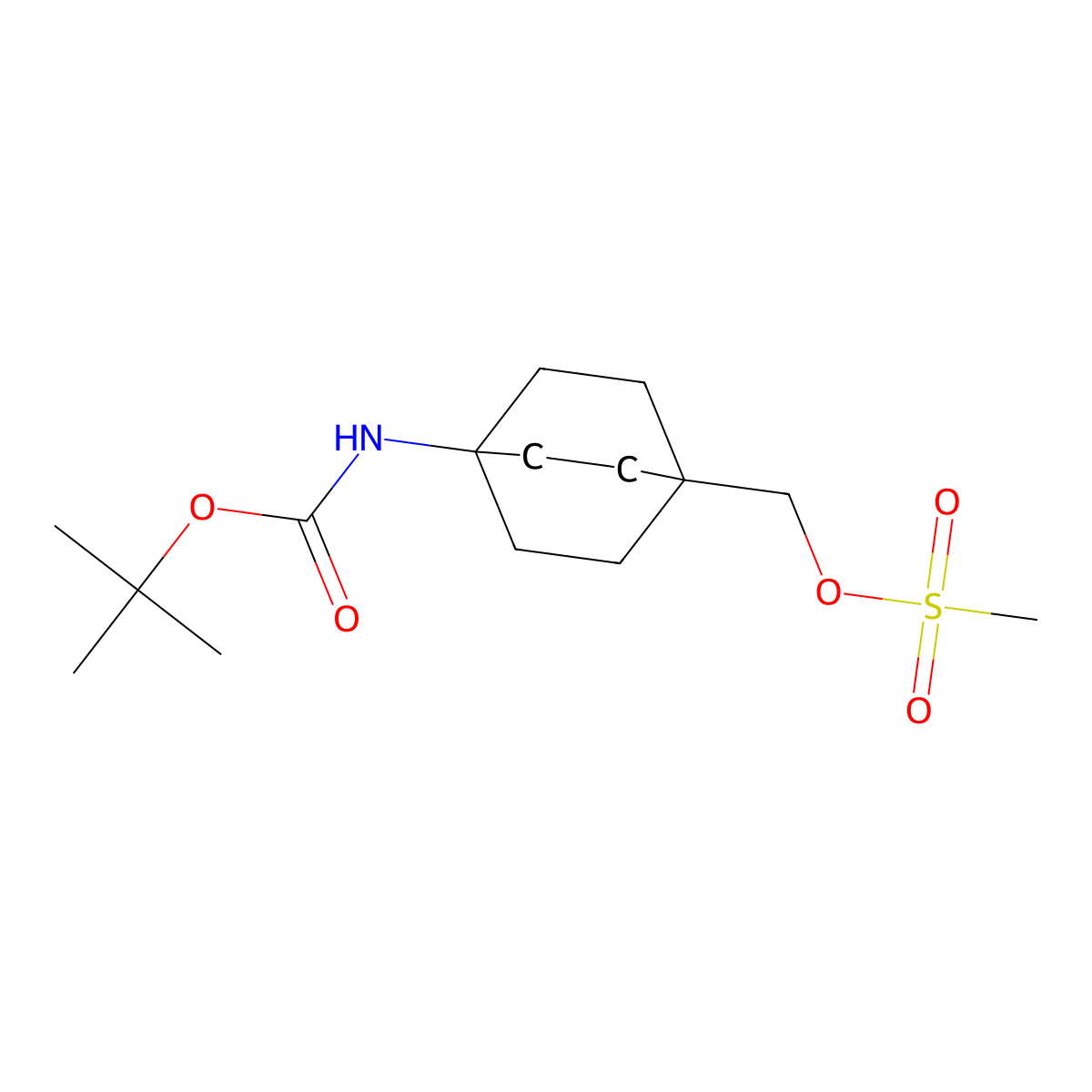 (4-((Tert-butoxycarbonyl)amino)bicyclo[2.2.2]octan-1-yl)methyl methanesulfonate molecular structure, CAS 1333384-44-3