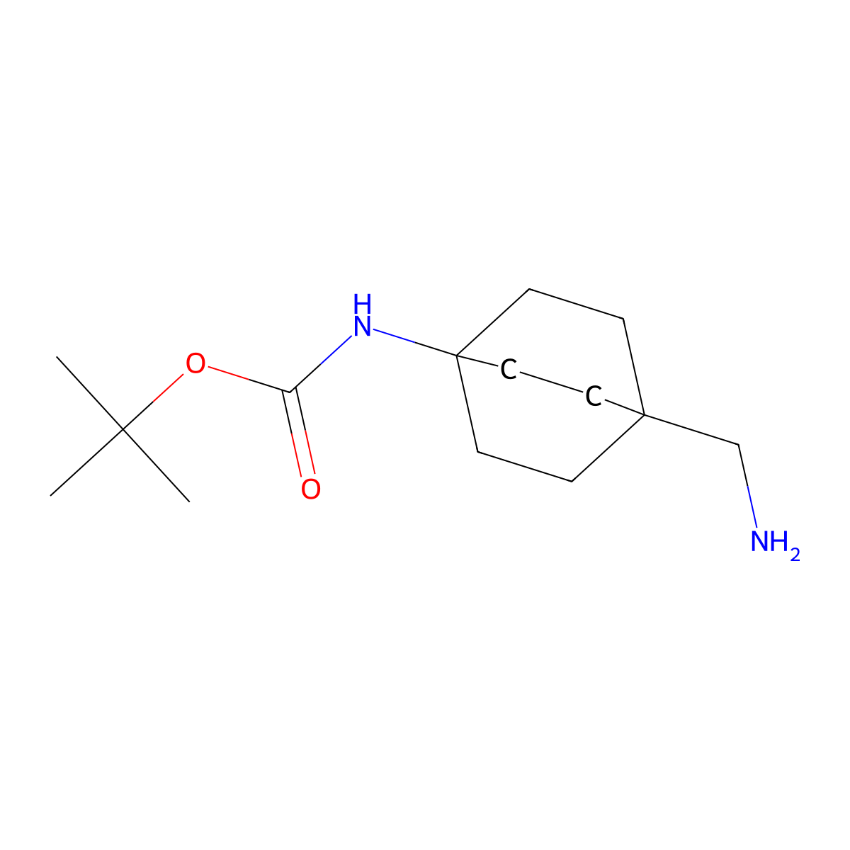tert-butyl N-(4-(aminomethyl)bicyclo(2.2.2)octan-1-yl)carbamate molecular structure, CAS 1333384-46-5