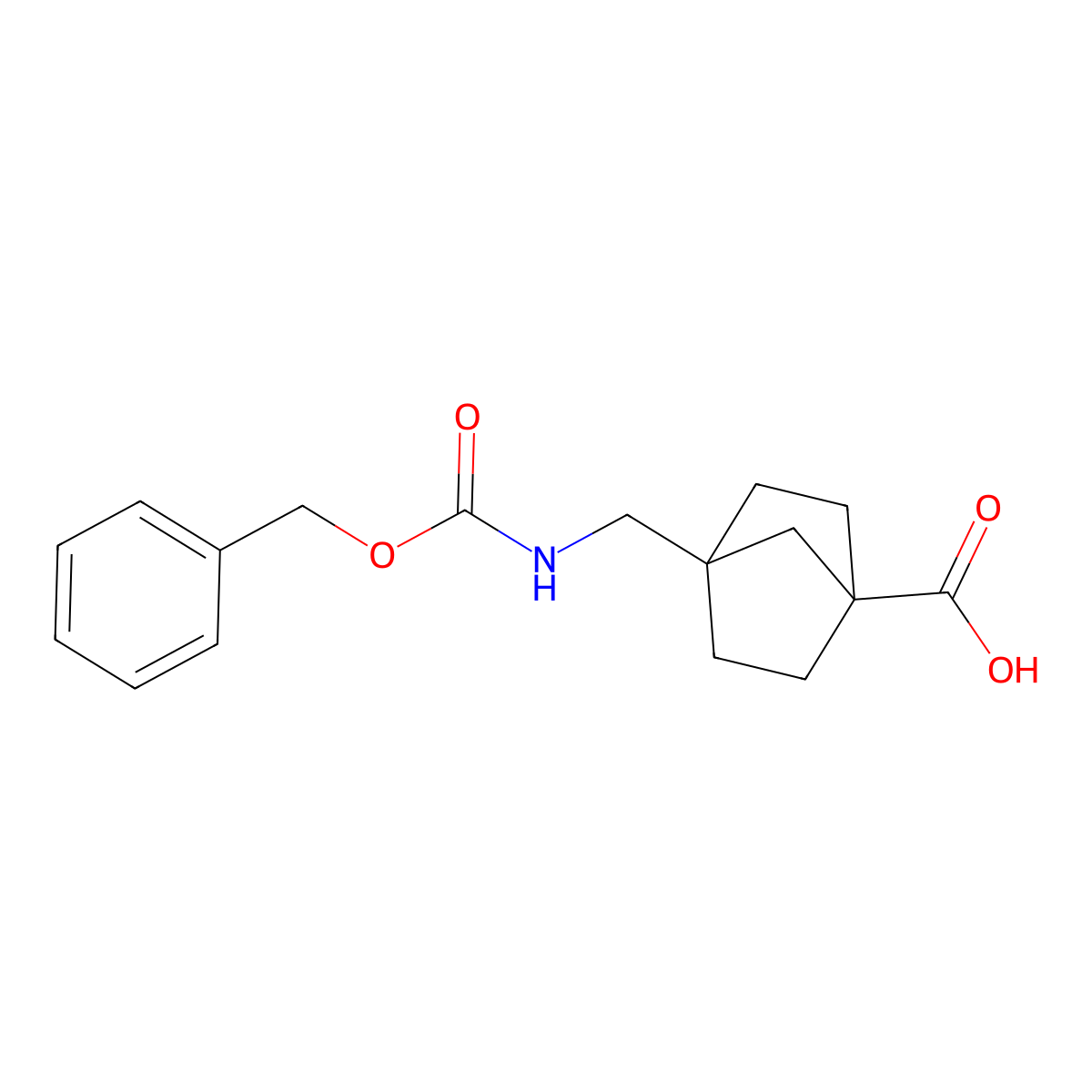 4-((((Benzyloxy)carbonyl)amino)methyl)bicyclo[2.2.1]heptane-1-carboxylic acid molecular structure, CAS 1333384-65-8