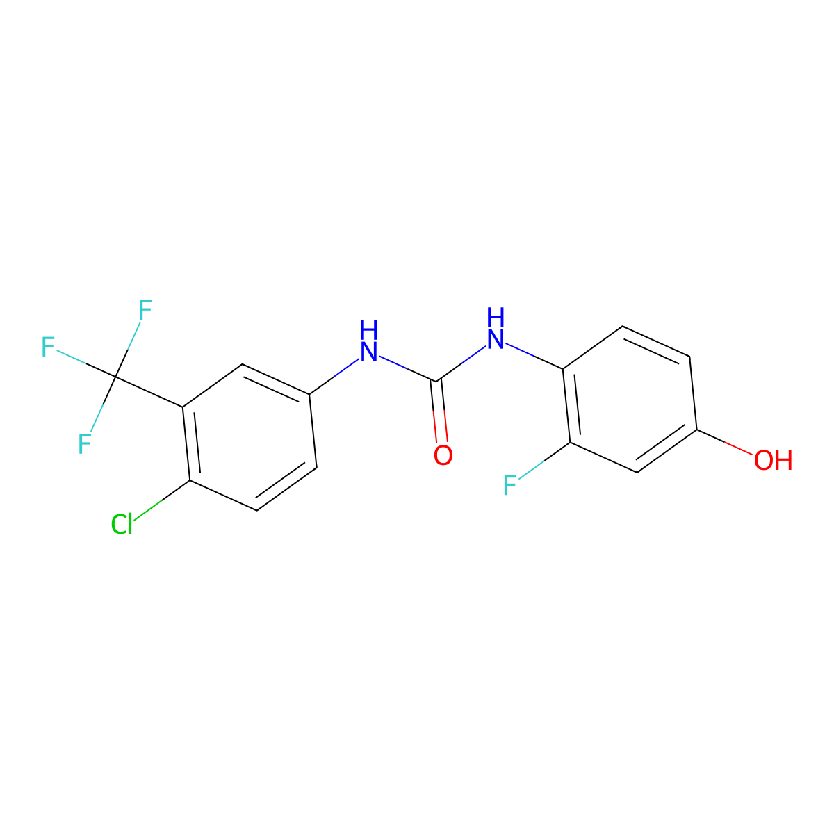 1-(4-Chloro-3-(trifluoromethyl)phenyl)-3-(2-fluoro-4-hydroxyphenyl)urea molecular structure, CAS 1333390-56-9