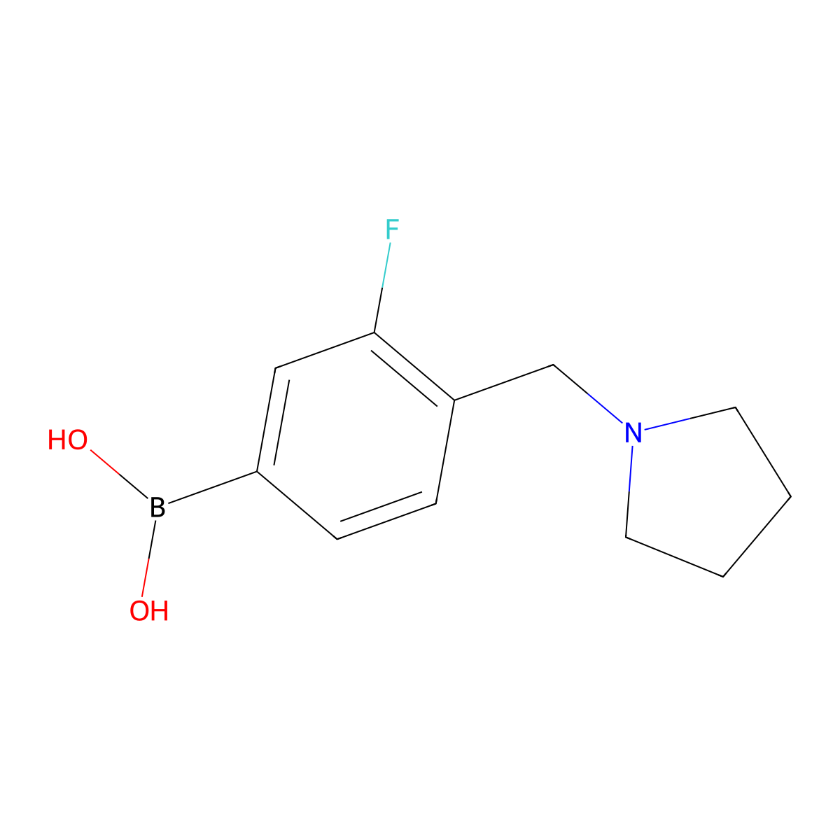 (3-Fluoro-4-(pyrrolidin-1-ylmethyl)phenyl)boronic acid molecular structure, CAS 1333394-28-7