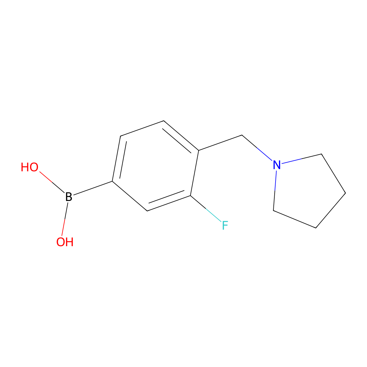 (3-Fluoro-4-(pyrrolidin-1-ylmethyl)phenyl)boronic acid molecular structure, CAS 1333394-28-7