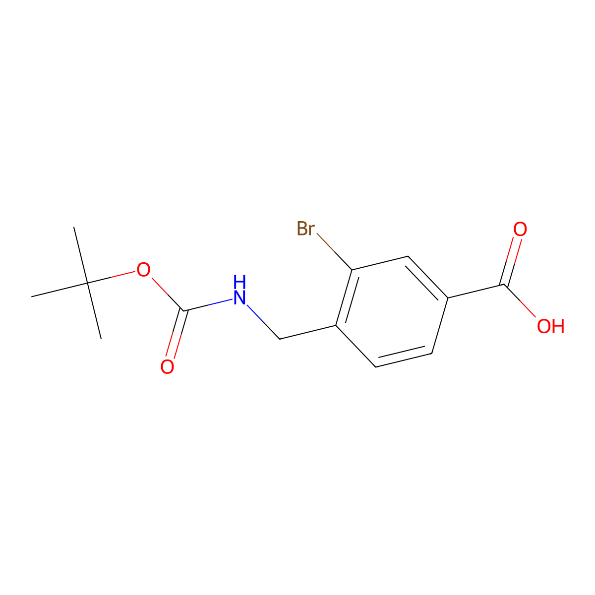 3-Bromo-4-(((tert-butoxycarbonyl)amino)methyl)benzoic acid molecular structure, CAS 1333400-84-2