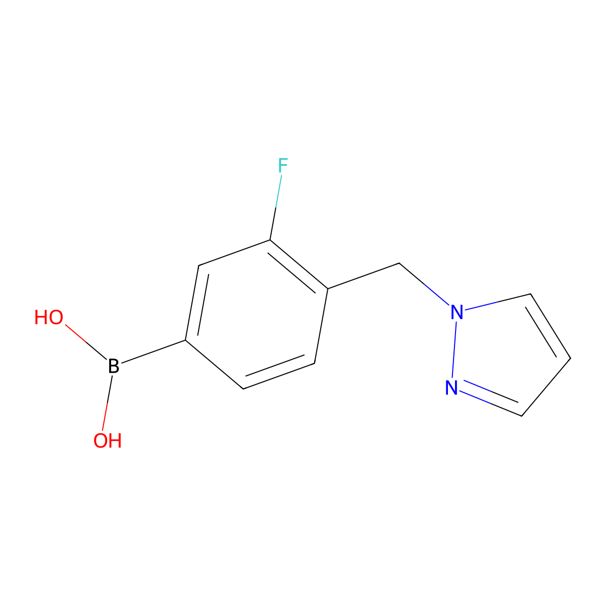 (3-fluoro-4-((1H-pyrazol-1-yl)methyl)phenyl)boronic acid molecular structure, CAS 1333403-67-0