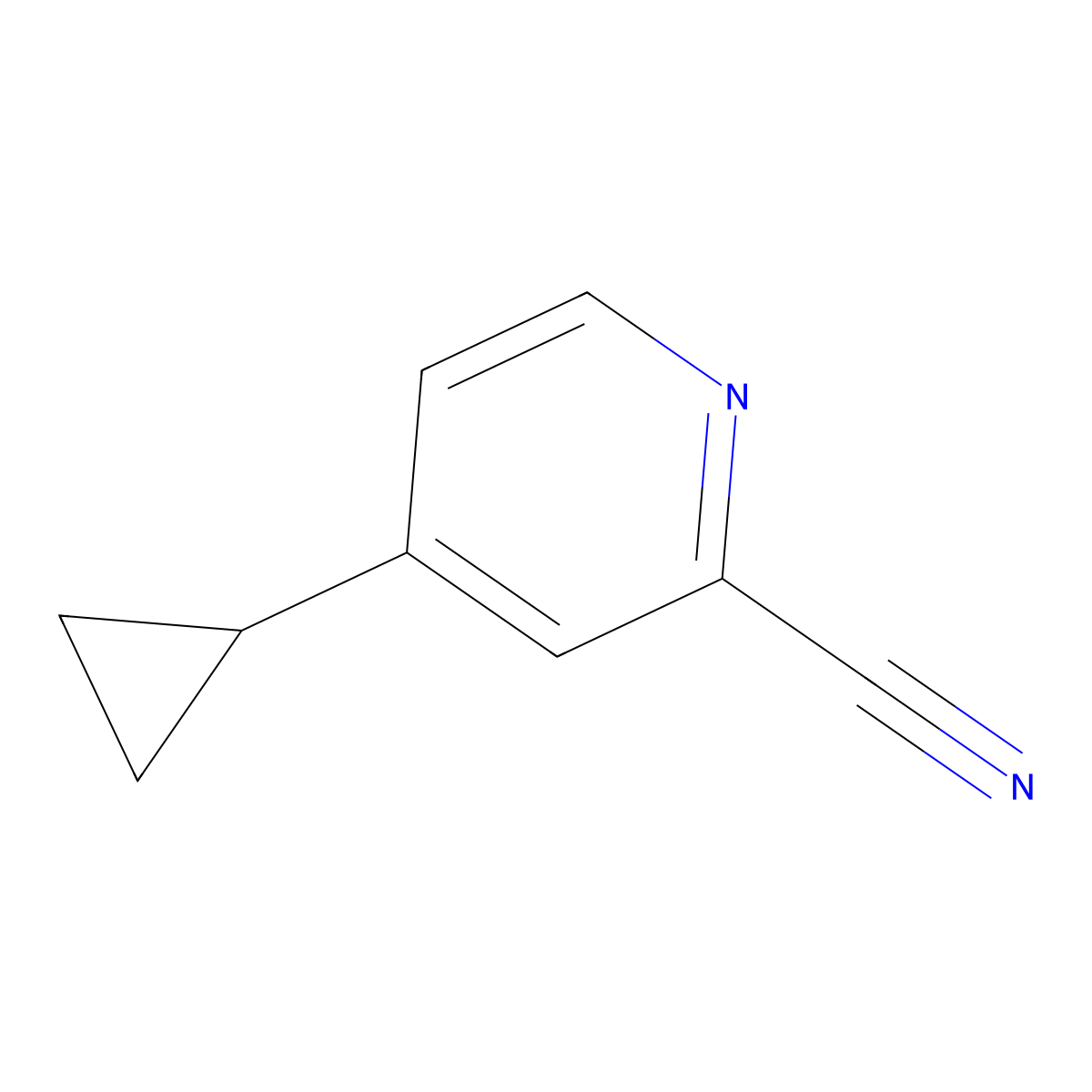 4-Cyclopropylpyridine-2-carbonitrile molecular structure, CAS 1333414-24-6