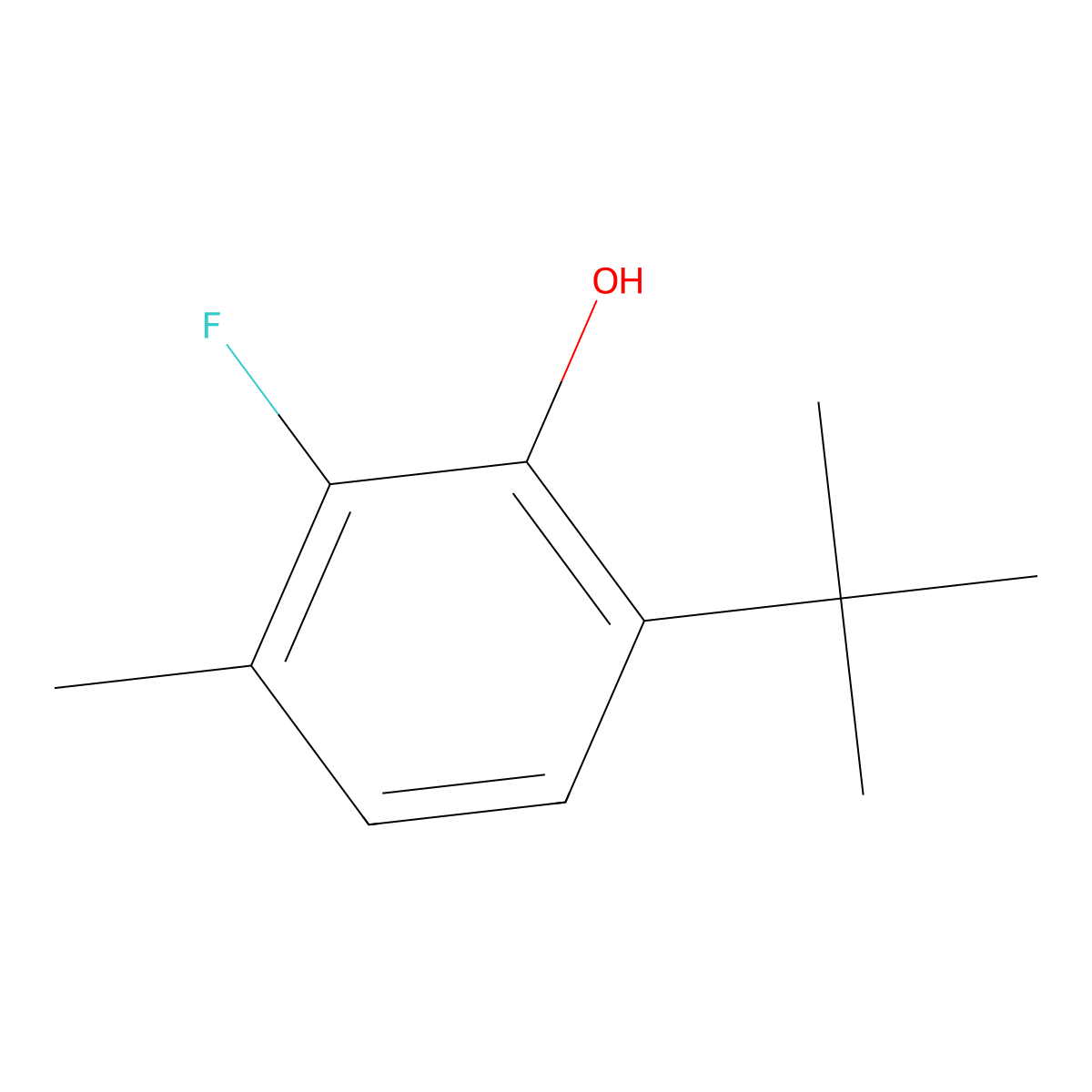 6-(1,1-Dimethylethyl)-2-fluoro-3-methylphenol molecular structure, CAS 133342-44-6