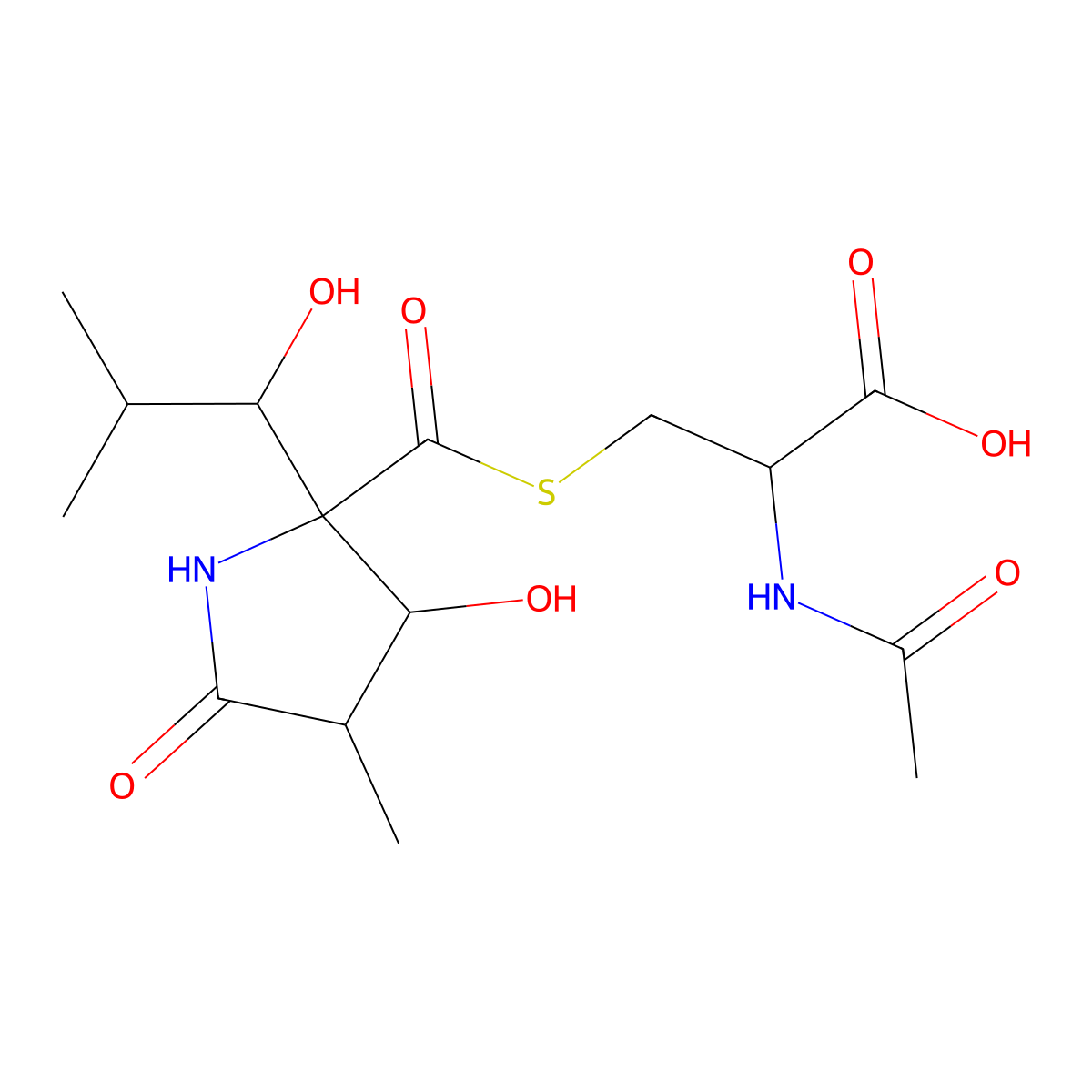 Lactacystin molecular structure, CAS 133343-34-7