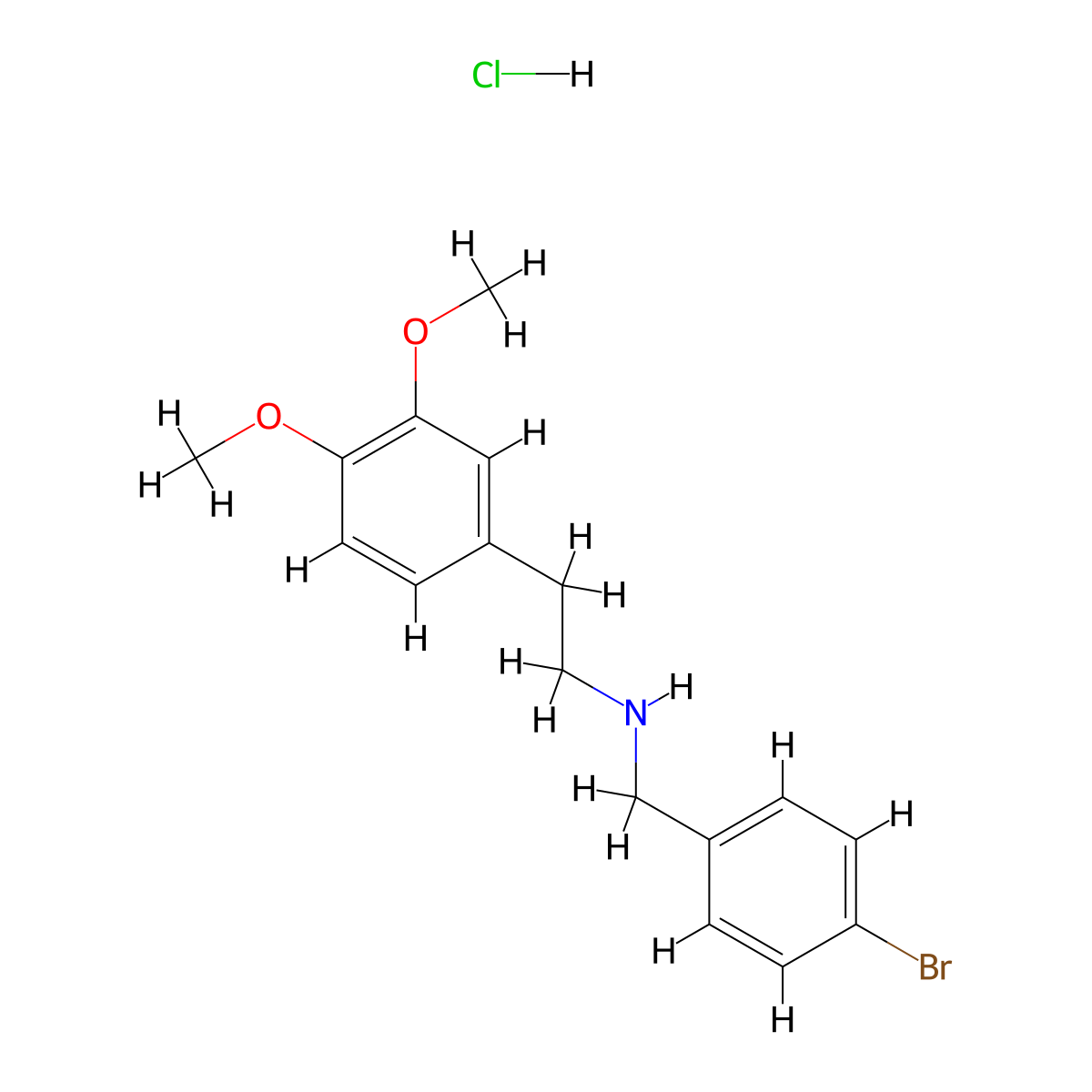 N-(4-Bromobenzyl)-2-(3,4-dimethoxyphenyl)ethanamine hydrochloride molecular structure, CAS 133344-82-8