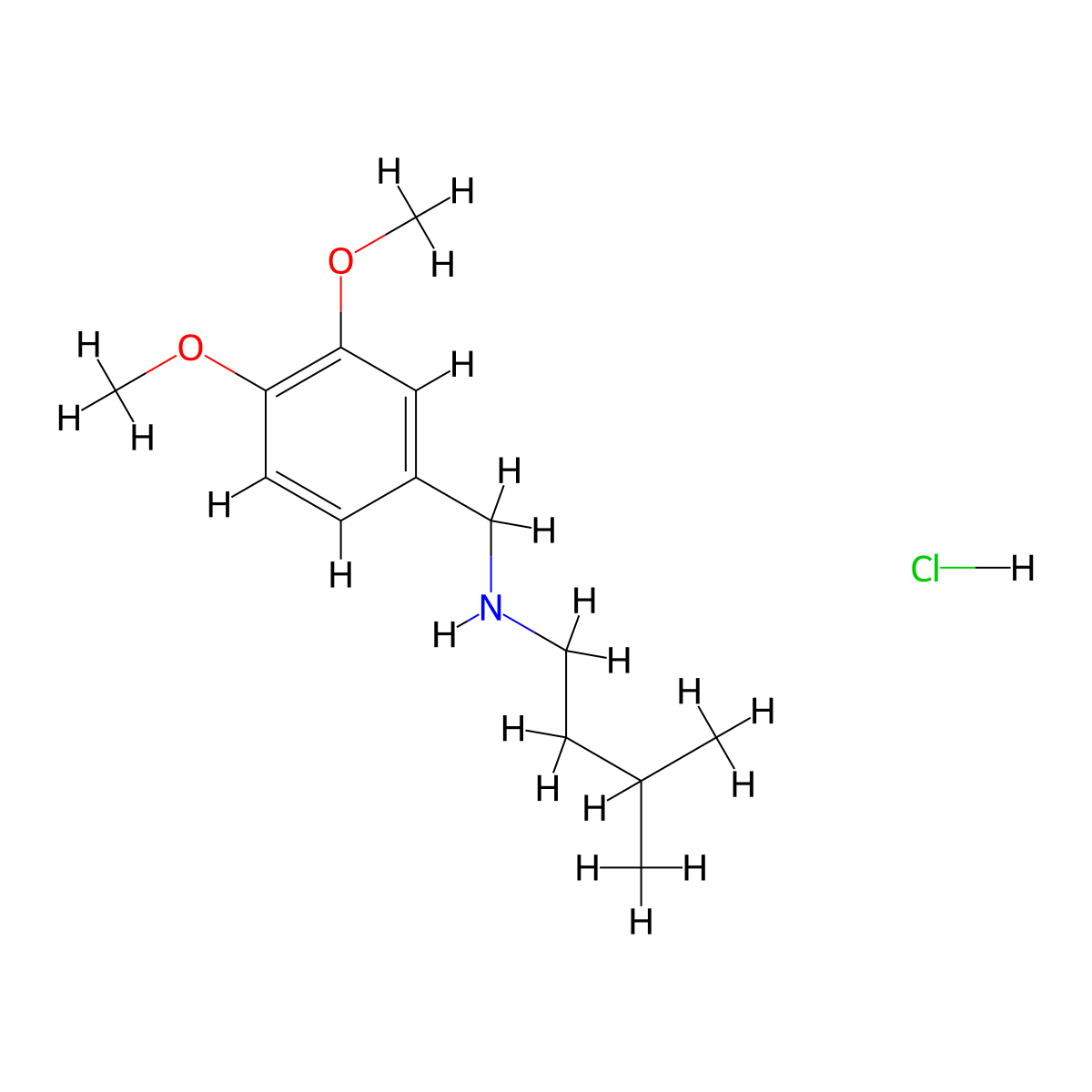 N-(3,4-dimethoxybenzyl)-3-methylbutan-1-amine hydrochloride molecular structure, CAS 133344-87-3
