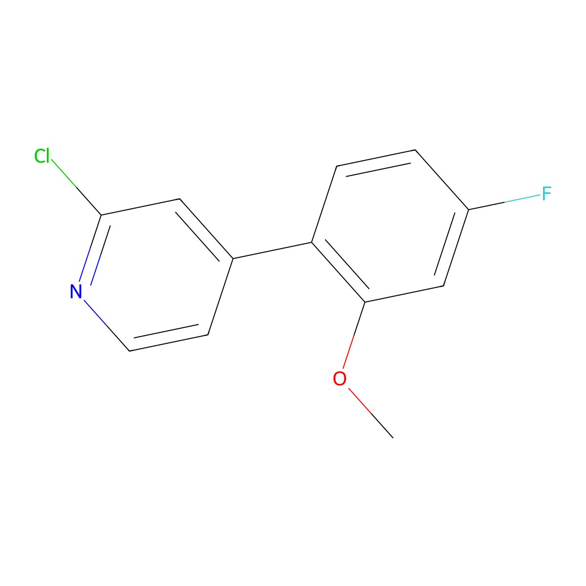 2-Chloro-4-(4-fluoro-2-methoxyphenyl)pyridine molecular structure, CAS 1333468-54-4