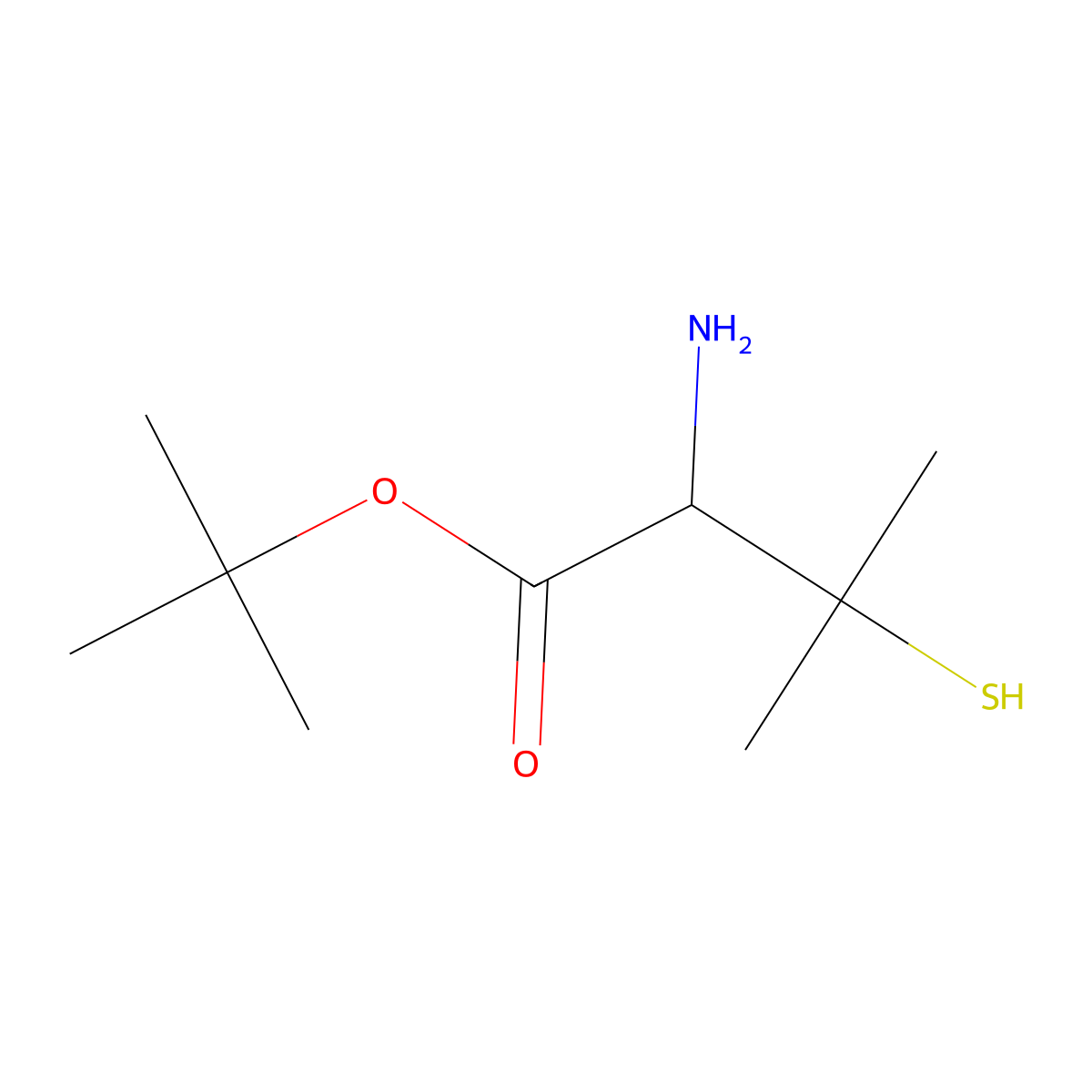 tert-butyl (2S)-2-amino-3-methyl-3-sulfanylbutanoate molecular structure, CAS 1333478-51-5