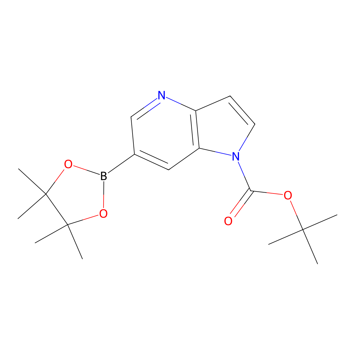 tert-butyl 6-(4,4,5,5-tetramethyl-1,3,2-dioxaborolan-2-yl)-1H-pyrrolo[3,2-b]pyridine-1-carboxylate molecular structure, CAS 1333509-41-3