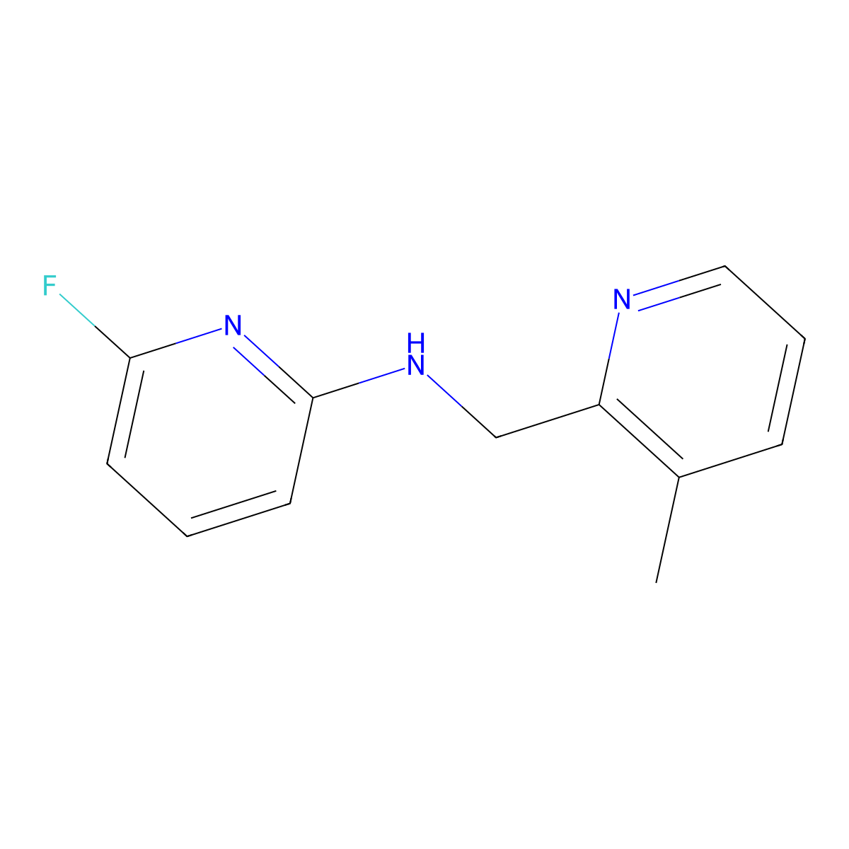 6-Fluoro-N-((3-methylpyridin-2-yl)methyl)pyridin-2-amine molecular structure, CAS 1333514-25-2