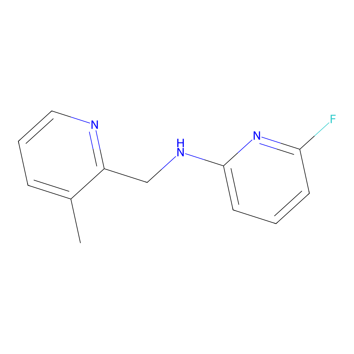 6-Fluoro-N-((3-methylpyridin-2-yl)methyl)pyridin-2-amine molecular structure, CAS 1333514-25-2
