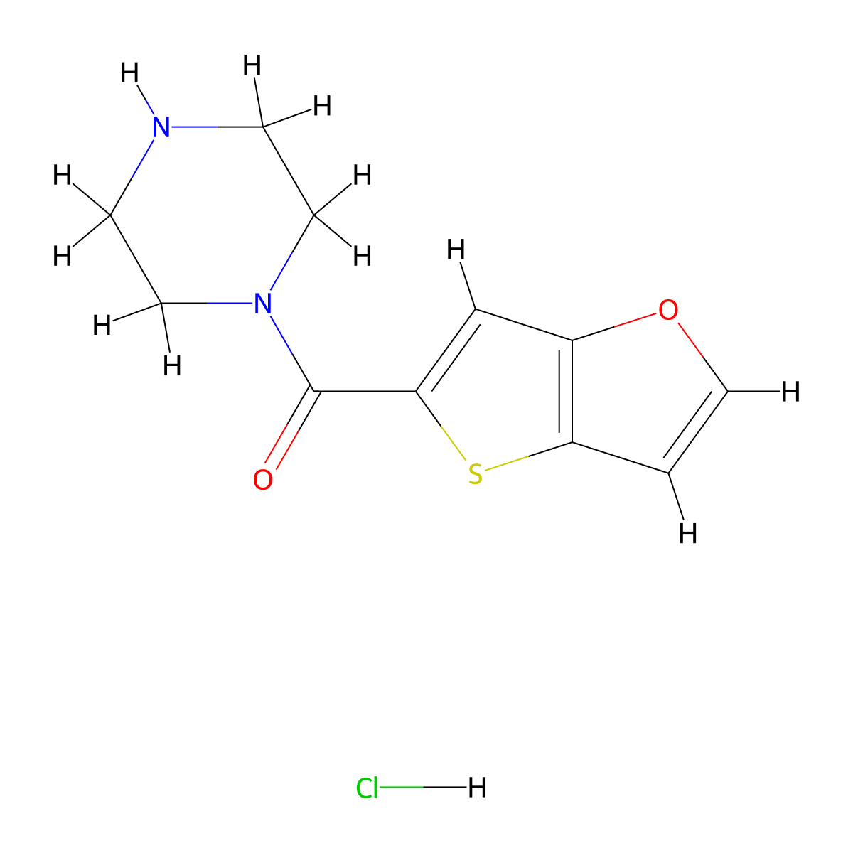 1-(Thieno(3,2-b)furan-5-carbonyl)piperazine hydrochloride molecular structure, CAS 1333524-10-9