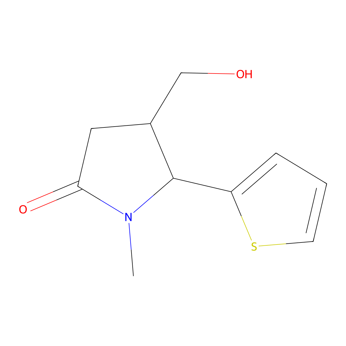 4-(Hydroxymethyl)-1-methyl-5-(thiophen-2-yl)pyrrolidin-2-one molecular structure, CAS 1333524-90-5