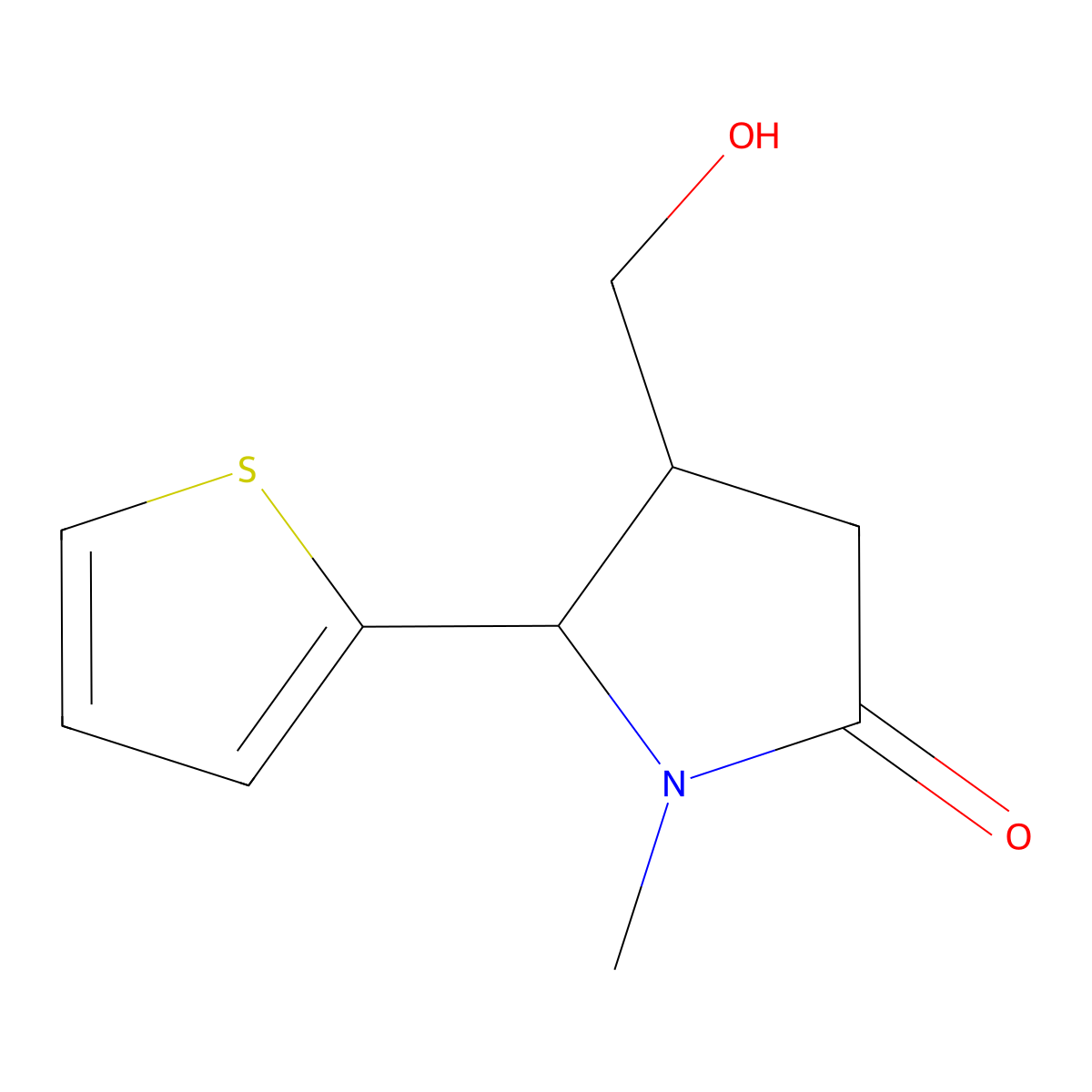 4-(Hydroxymethyl)-1-methyl-5-(thiophen-2-yl)pyrrolidin-2-one molecular structure, CAS 1333524-90-5