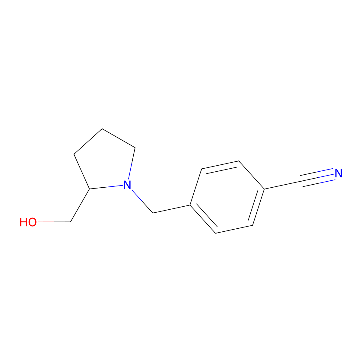 (S)-4-((2-(Hydroxymethyl)pyrrolidin-1-yl)methyl)benzonitrile molecular structure, CAS 1333527-56-2