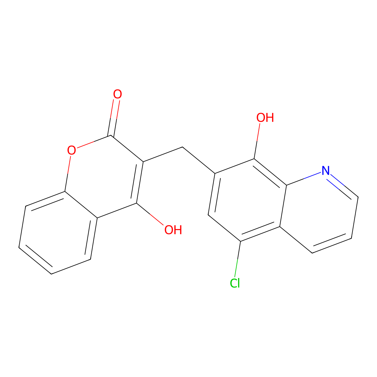 3-[(5-chloro-8-hydroxyquinolin-7-yl)methyl]-2-hydroxy-4H-chromen-4-one molecular structure, CAS 1333529-80-8