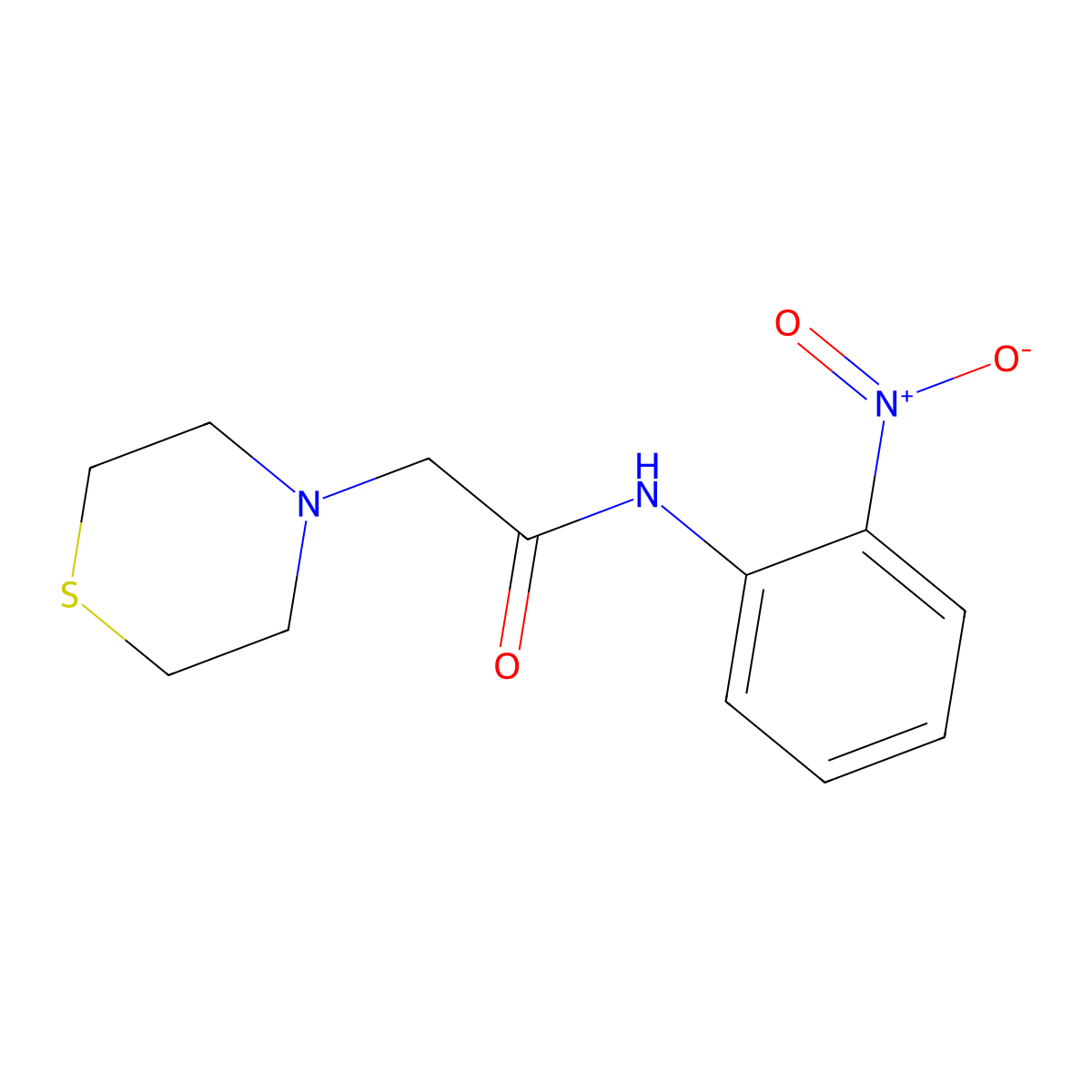 N-(2-nitrophenyl)-2-(thiomorpholin-4-yl)acetamide molecular structure, CAS 1333555-01-3