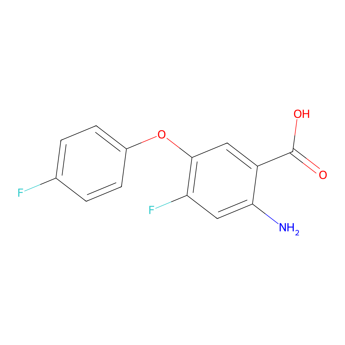 2-Amino-4-fluoro-5-(4-fluorophenoxy)benzoic acid molecular structure, CAS 1333571-32-6