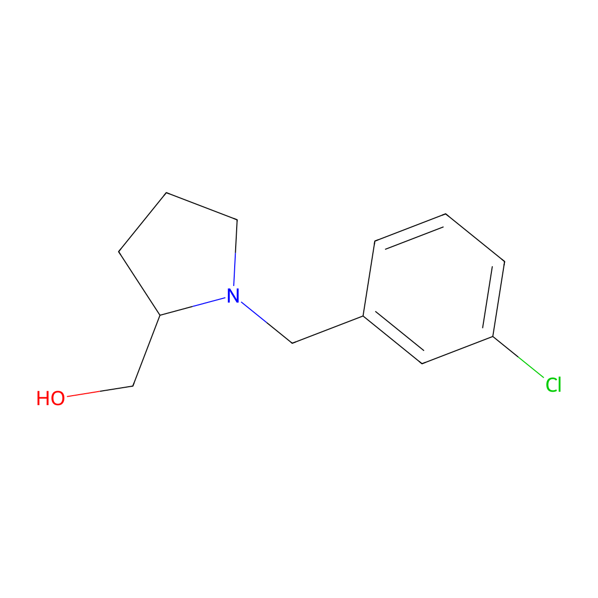 (S)-(1-(3-Chlorobenzyl)pyrrolidin-2-yl)methanol molecular structure, CAS 1333575-03-3