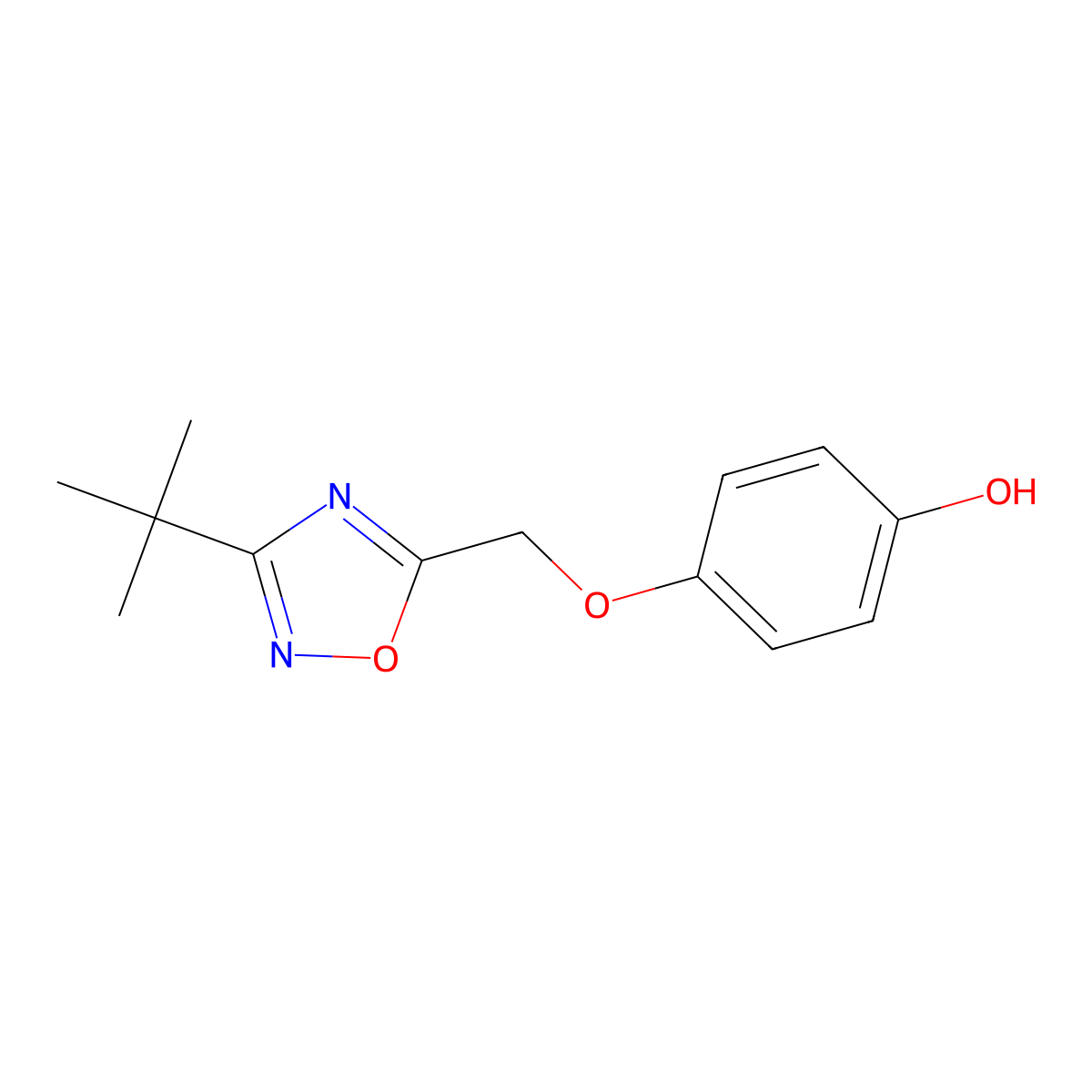 4-[(3-Tert-butyl-1,2,4-oxadiazol-5-yl)methoxy]phenol molecular structure, CAS 1333575-76-0