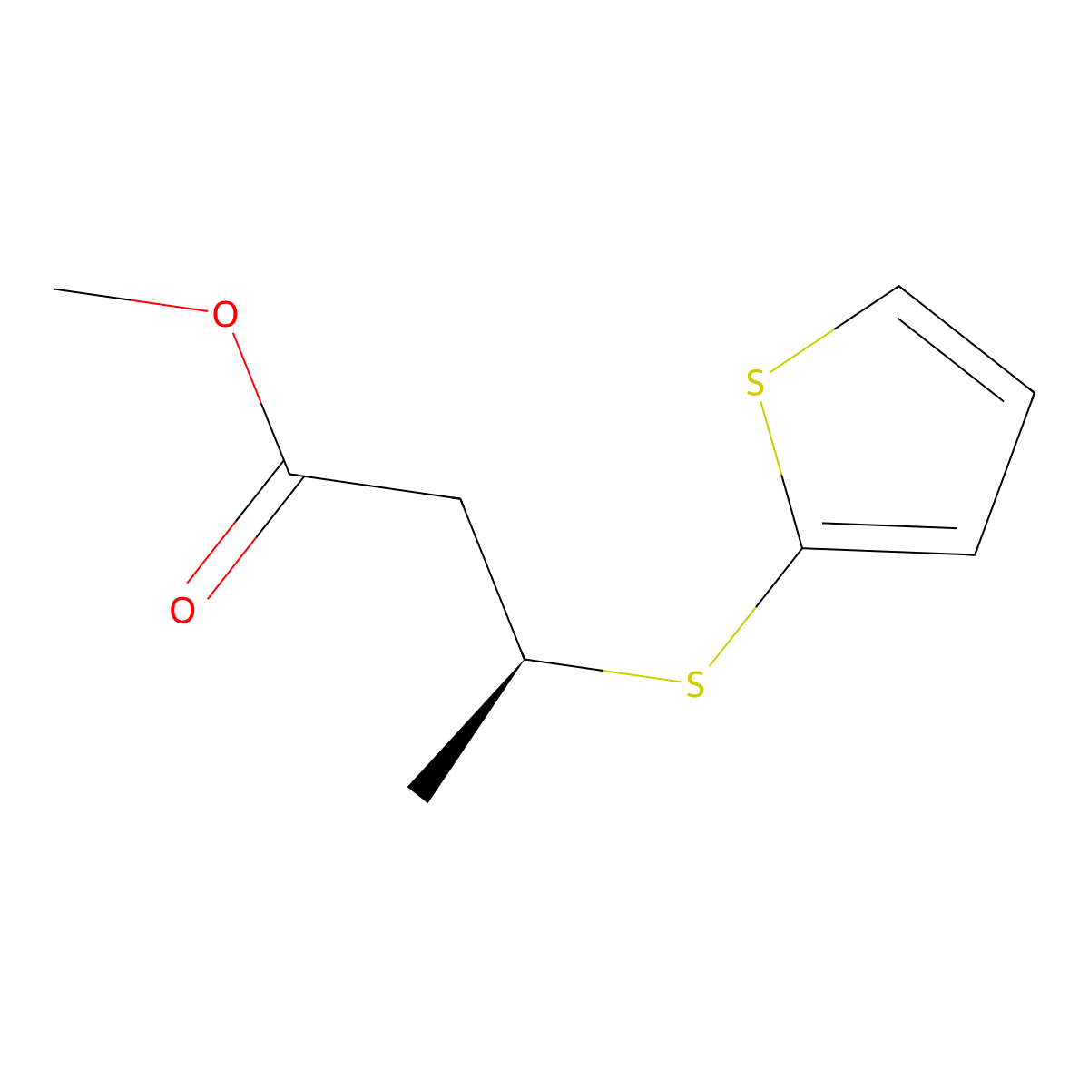 (S)-Methyl 3-(thiophen-2-ylthio)butanoate molecular structure, CAS 133359-79-2