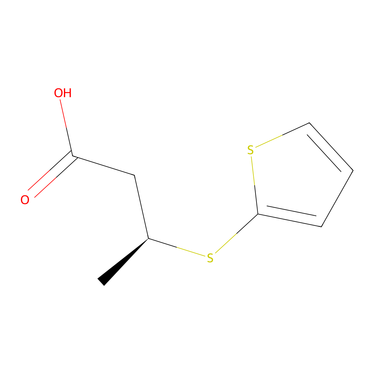 (3S)-3-thiophen-2-ylsulfanylbutanoic acid molecular structure, CAS 133359-80-5