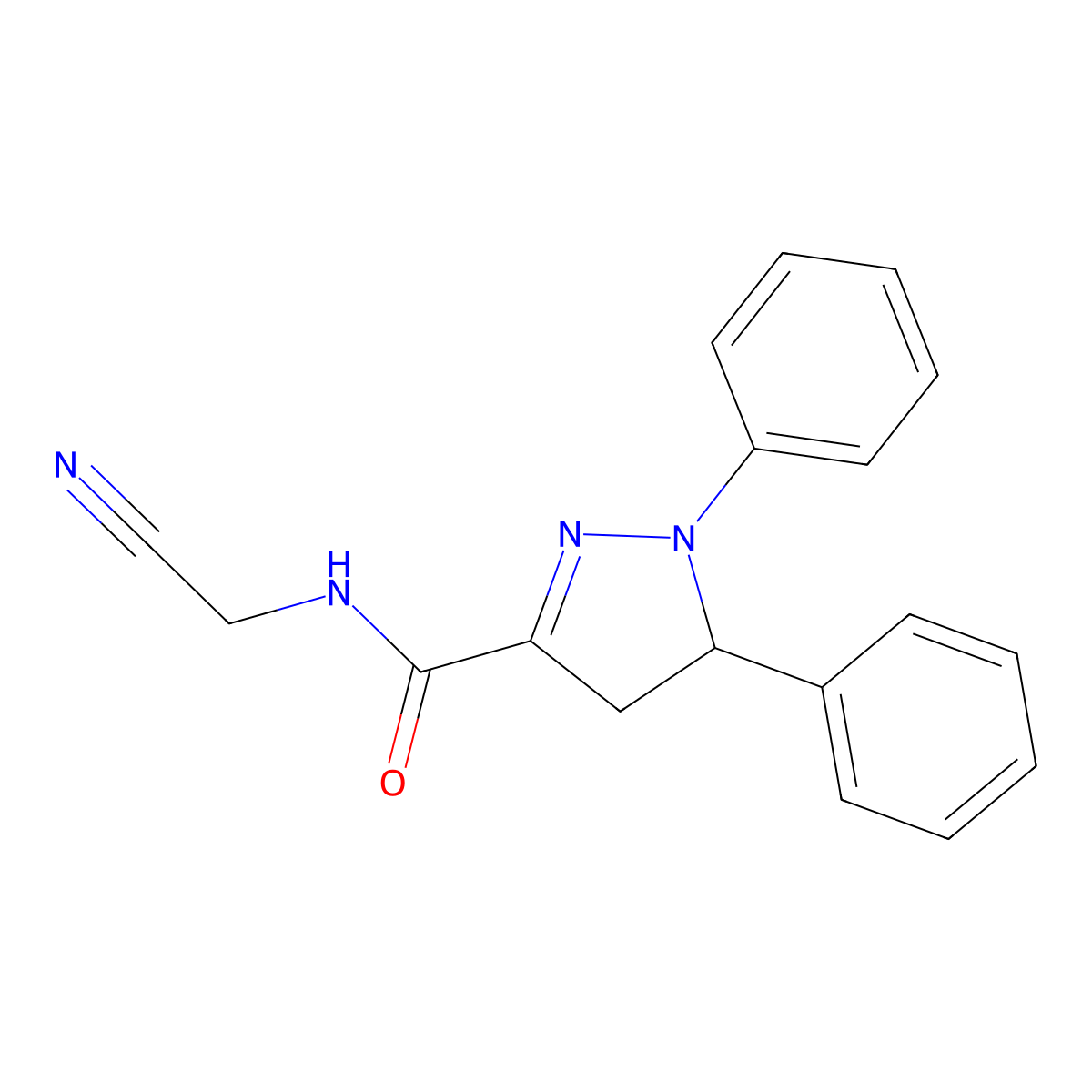 N-(cyanomethyl)-1,5-diphenyl-4,5-dihydro-1H-pyrazole-3-carboxamide molecular structure, CAS 1333608-16-4