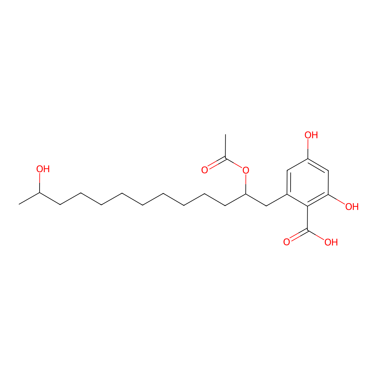 2-(2-Acetoxy-12-hydroxytridecyl)-4,6-dihydroxybenz molecular structure, CAS 133361-20-3
