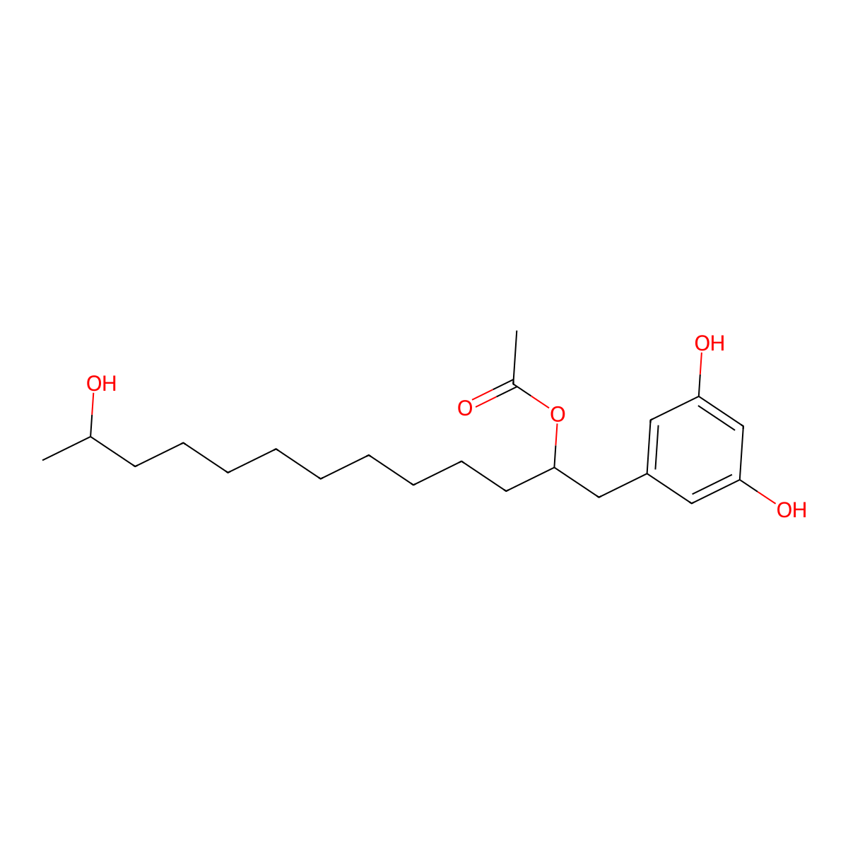[1-(3,5-Dihydroxyphenyl)-12-hydroxytridecan-2-yl] acetate molecular structure, CAS 133361-21-4