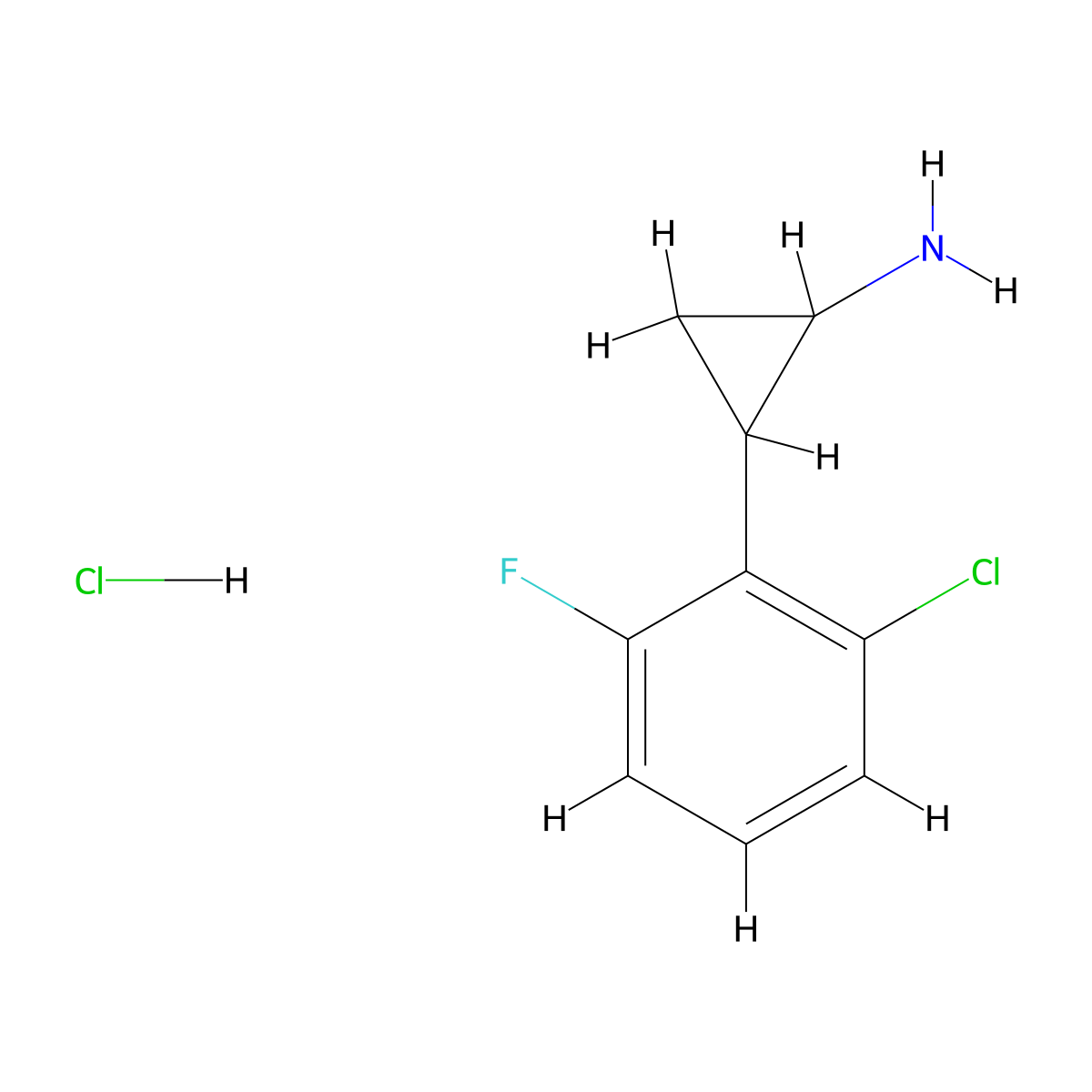 2-(2-Chloro-6-fluorophenyl)cyclopropan-1-amine hydrochloride molecular structure, CAS 1333611-82-7