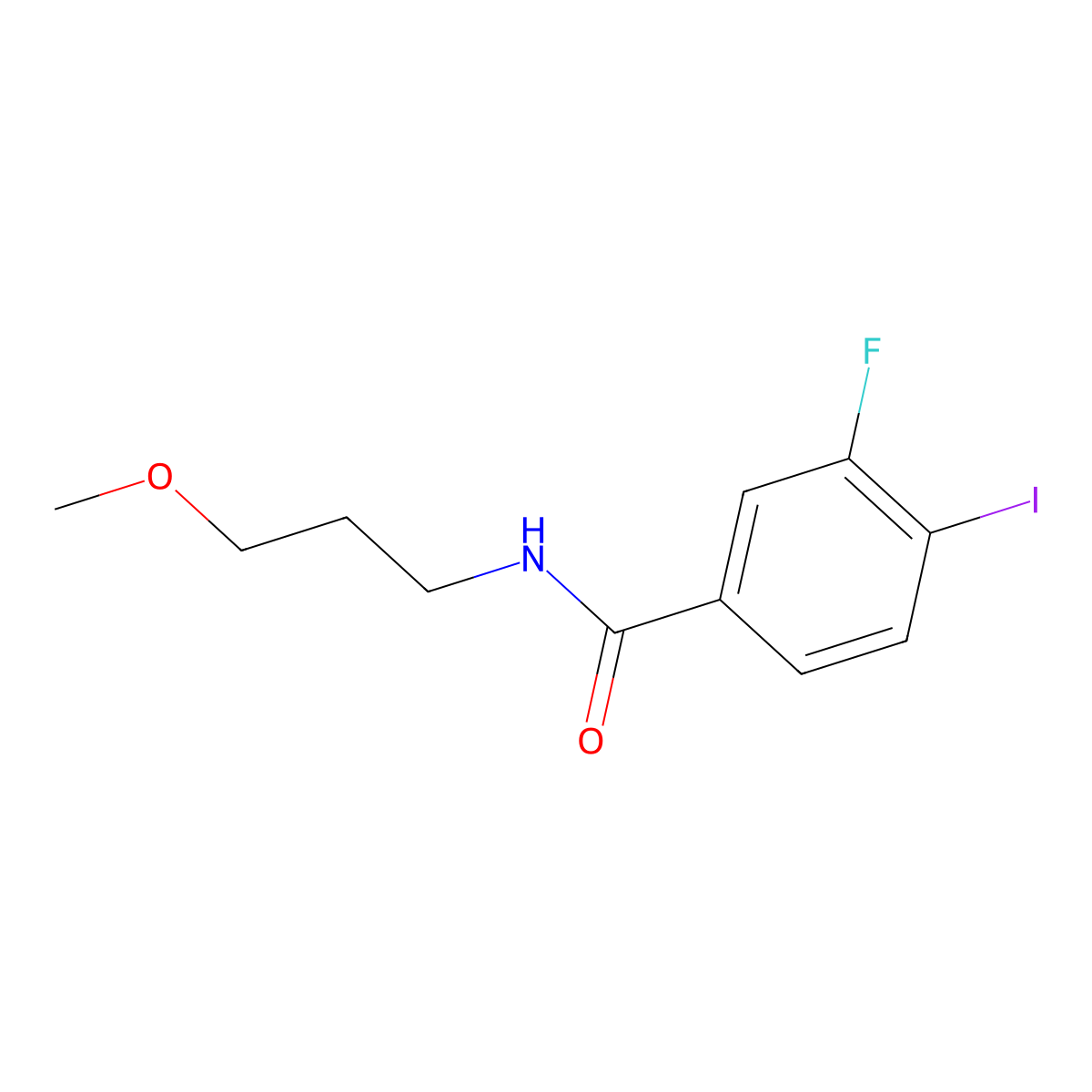 3-fluoro-4-iodo-N-(3-methoxypropyl)benzamide molecular structure, CAS 1333614-81-5