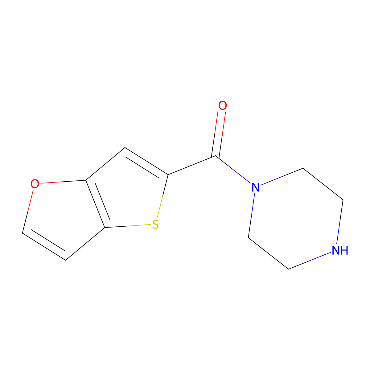 1-{Thieno[3,2-b]furan-5-carbonyl}piperazine molecular structure, CAS 1333627-75-0