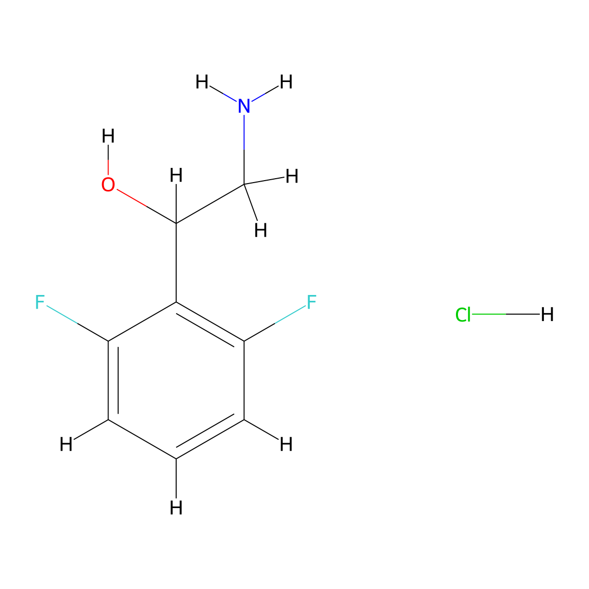 2-Amino-1-(2,6-difluorophenyl)ethan-1-ol hydrochloride molecular structure, CAS 1333642-90-2