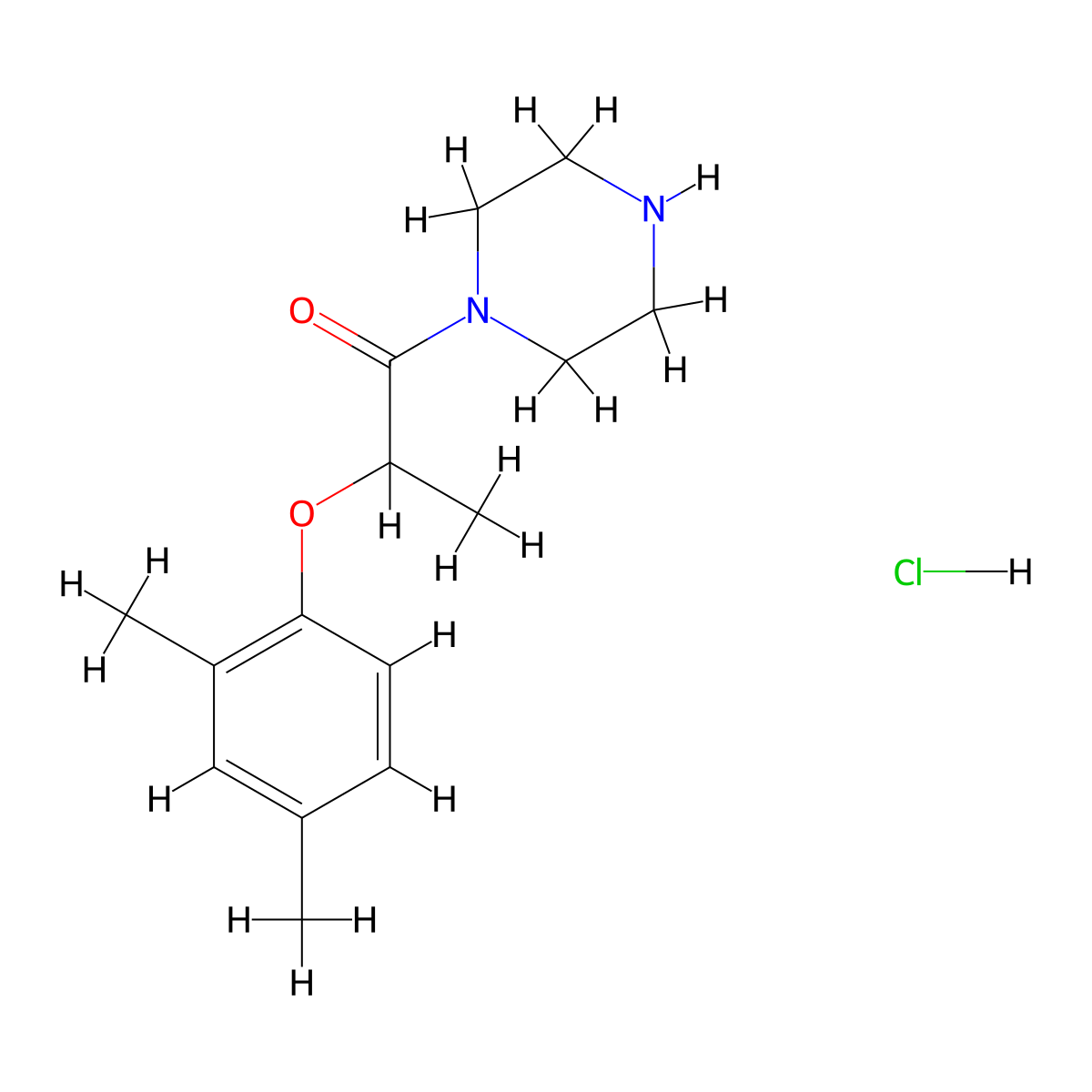 2-(2,4-Dimethylphenoxy)-1-(piperazin-1-yl)propan-1-one hydrochloride molecular structure, CAS 1333652-05-3