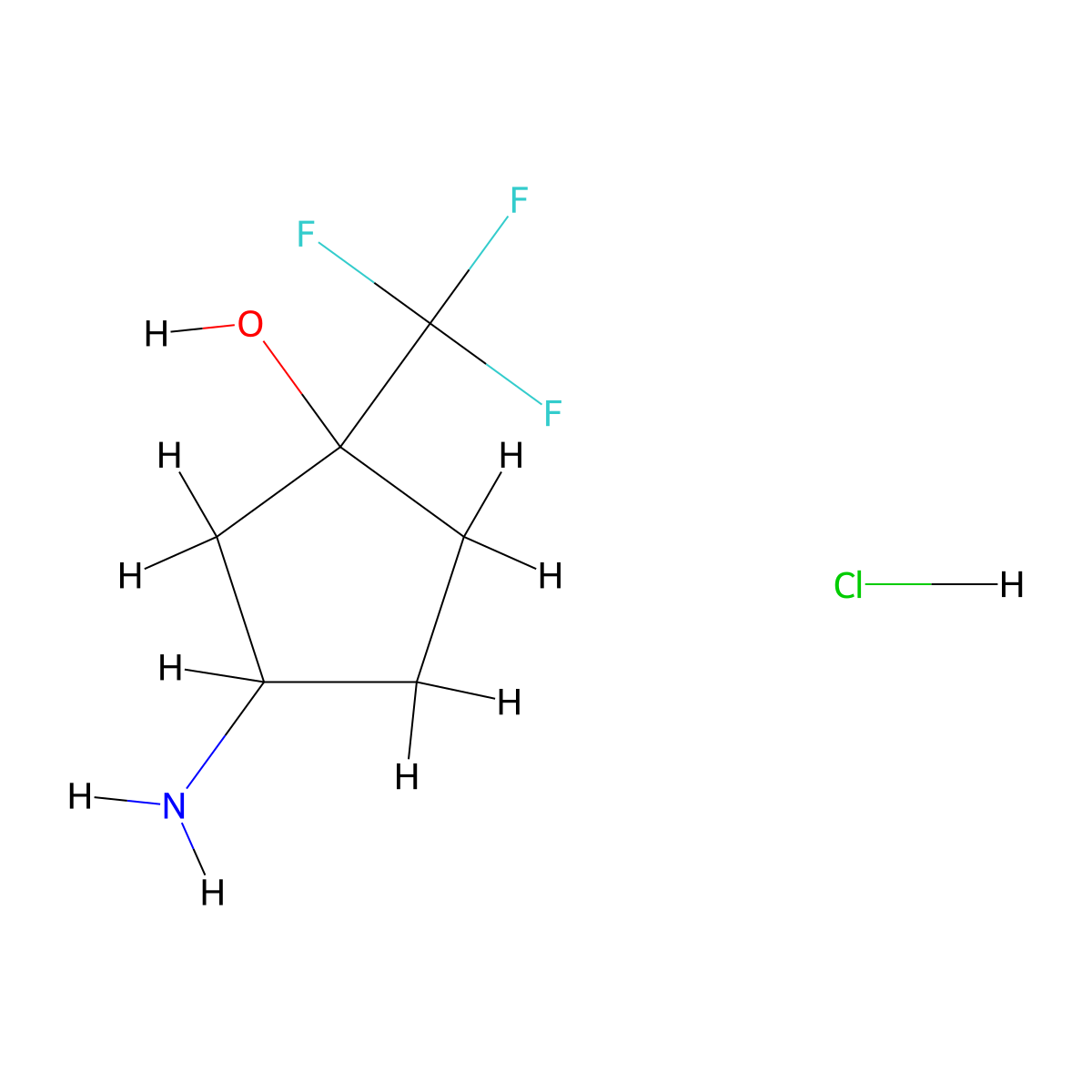 3-Amino-1-(trifluoromethyl)cyclopentan-1-ol hydrochloride molecular structure, CAS 1333658-57-3