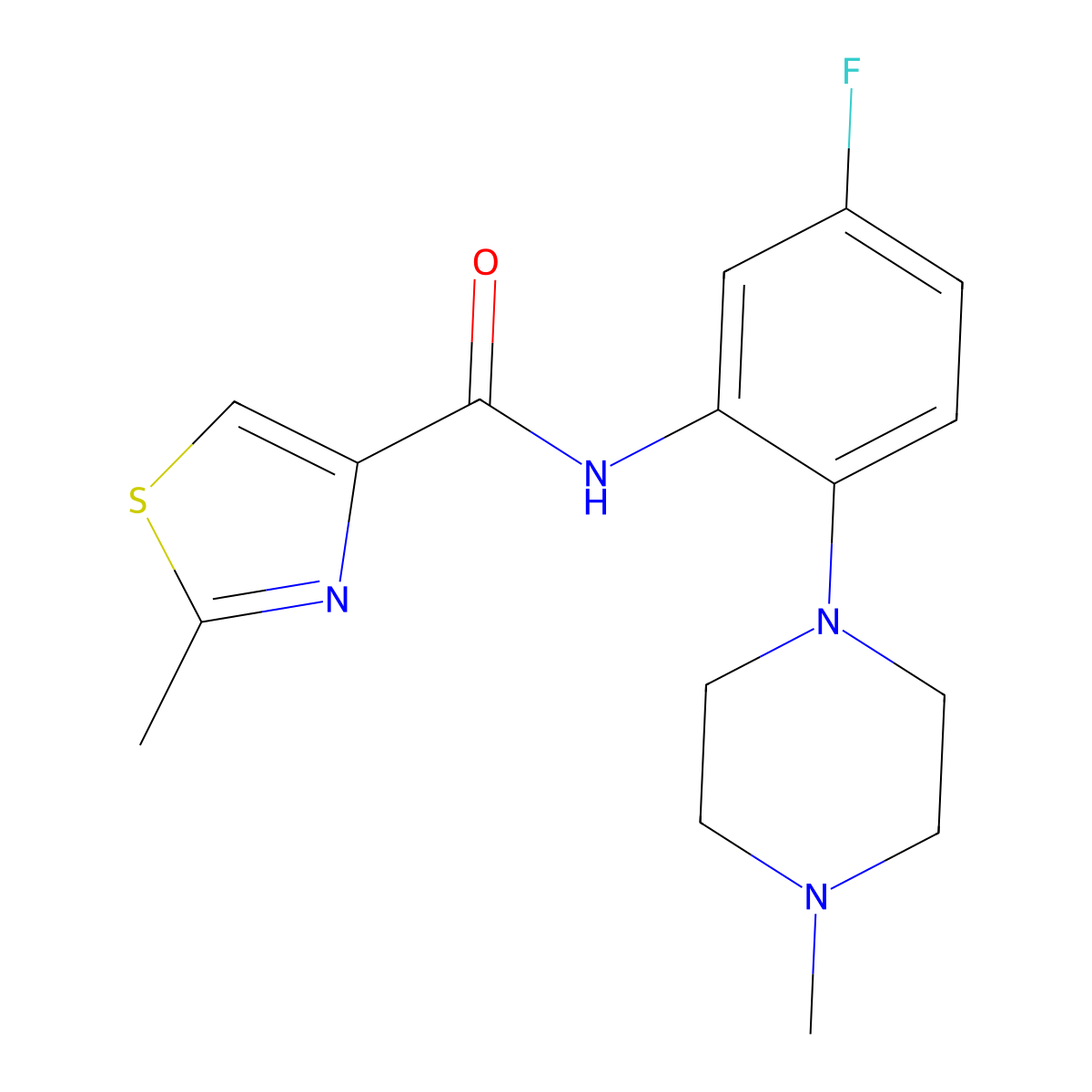 N-(5-Fluoro-2-(4-methylpiperazin-1-yl)phenyl)-2-methylthiazole-4-carboxamide molecular structure, CAS 1333666-88-8