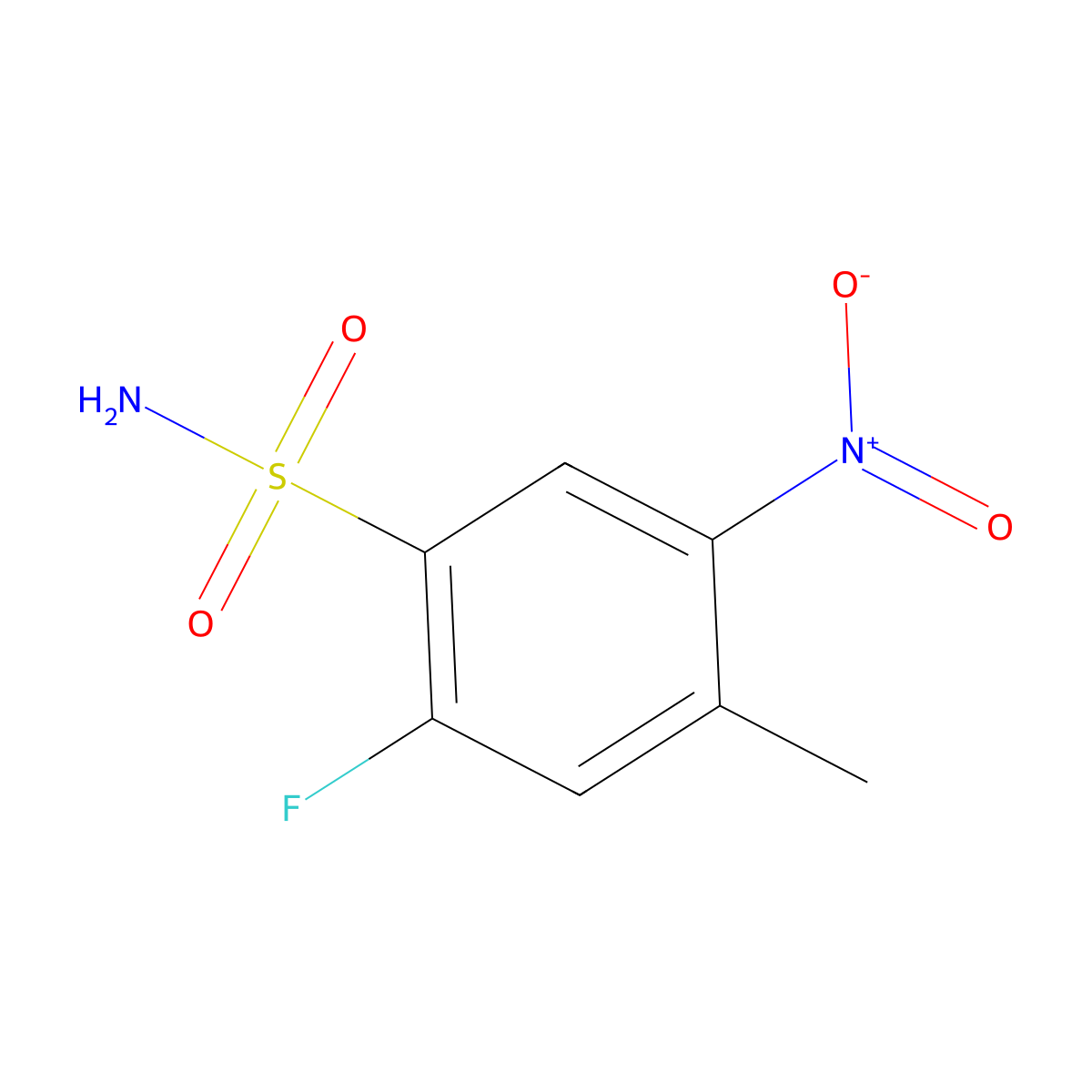 2-Fluoro-4-methyl-5-nitrobenzene-1-sulfonamide molecular structure, CAS 1333675-43-6