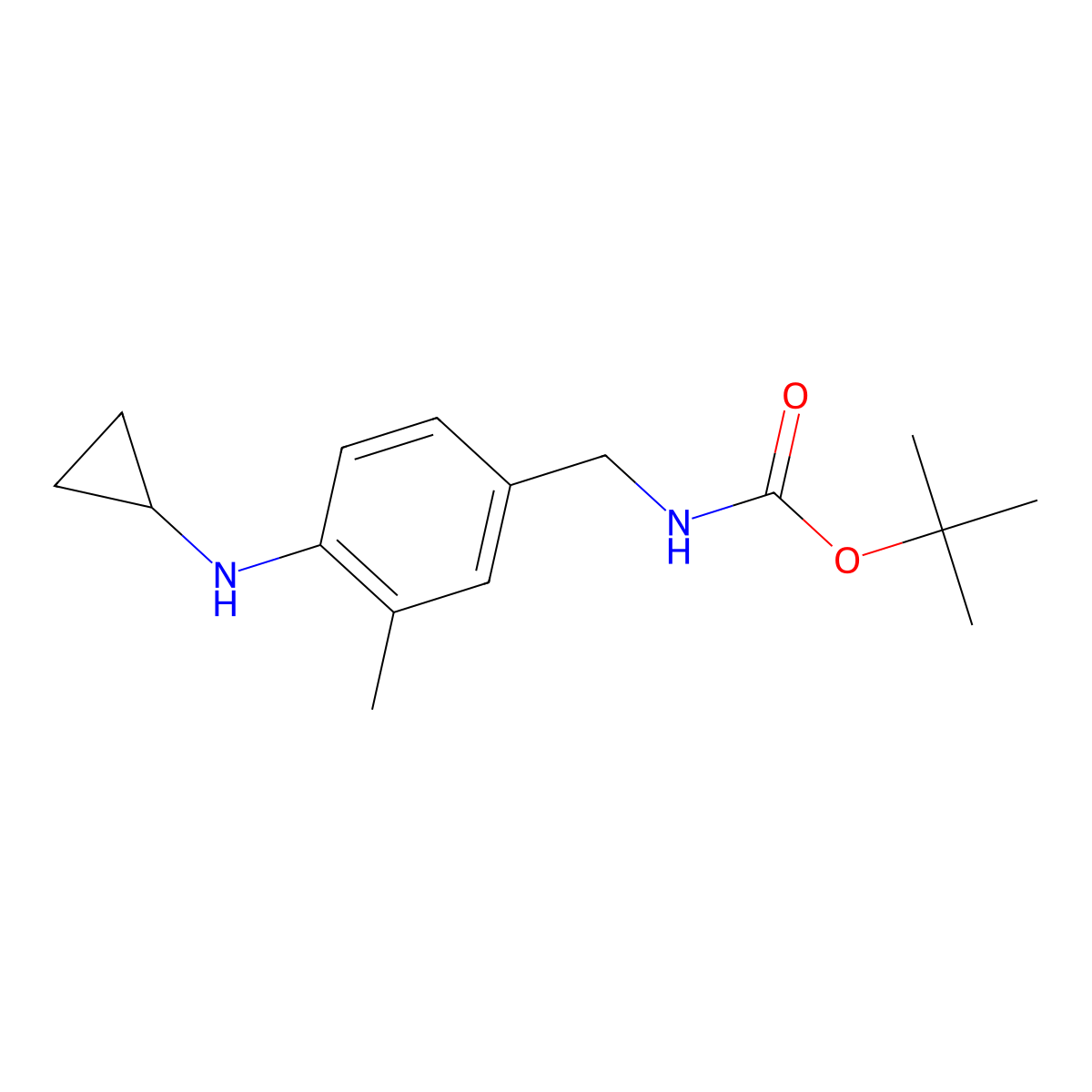 tert-butyl N-{[4-(cyclopropylamino)-3-methylphenyl]methyl}carbamate molecular structure, CAS 1333676-96-2