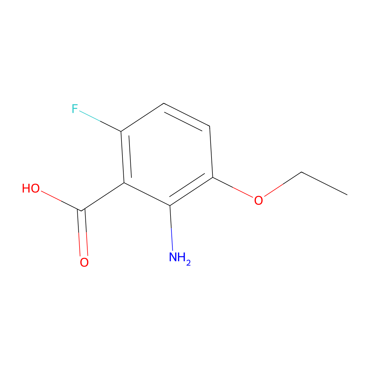 2-Amino-3-ethoxy-6-fluorobenzoic acid molecular structure, CAS 1333681-71-2
