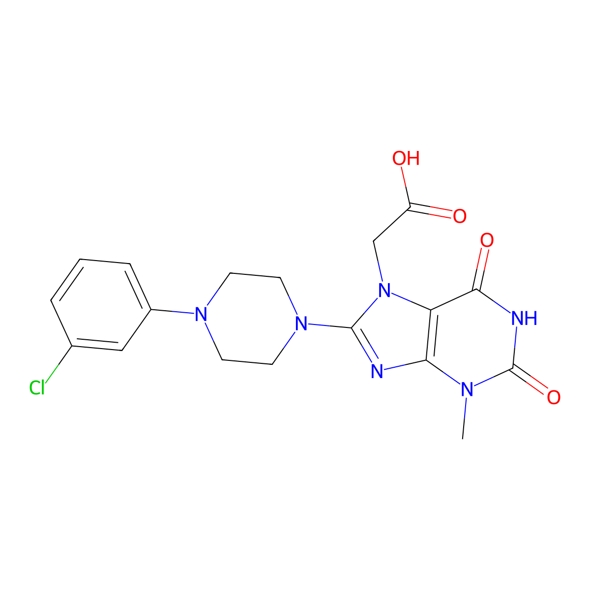 2-{8-[4-(3-chlorophenyl)piperazin-1-yl]-3-methyl-2,6-dioxo-2,3,6,7-tetrahydro-1H-purin-7-yl}acetic acid molecular structure, CAS 1333684-17-5